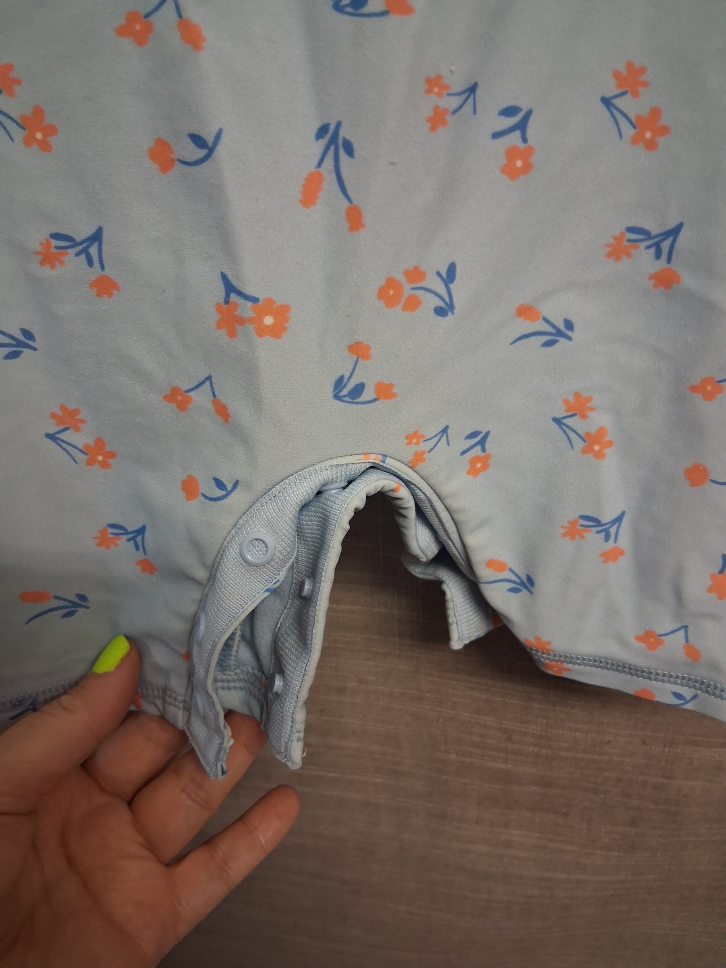 Marks & Spencer Girls Blue Floral UV Swimsuit One Piece Age 18-24 Months