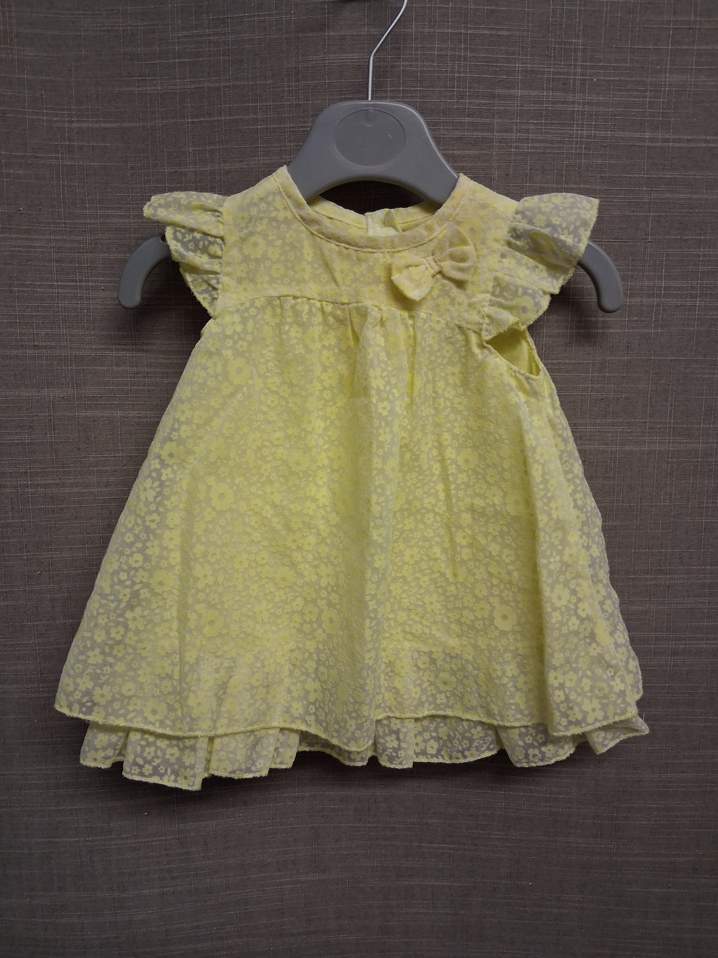 Primark Girls Yellow Floral Pretty A Line Dress Short Sleeve Age 0-3 months