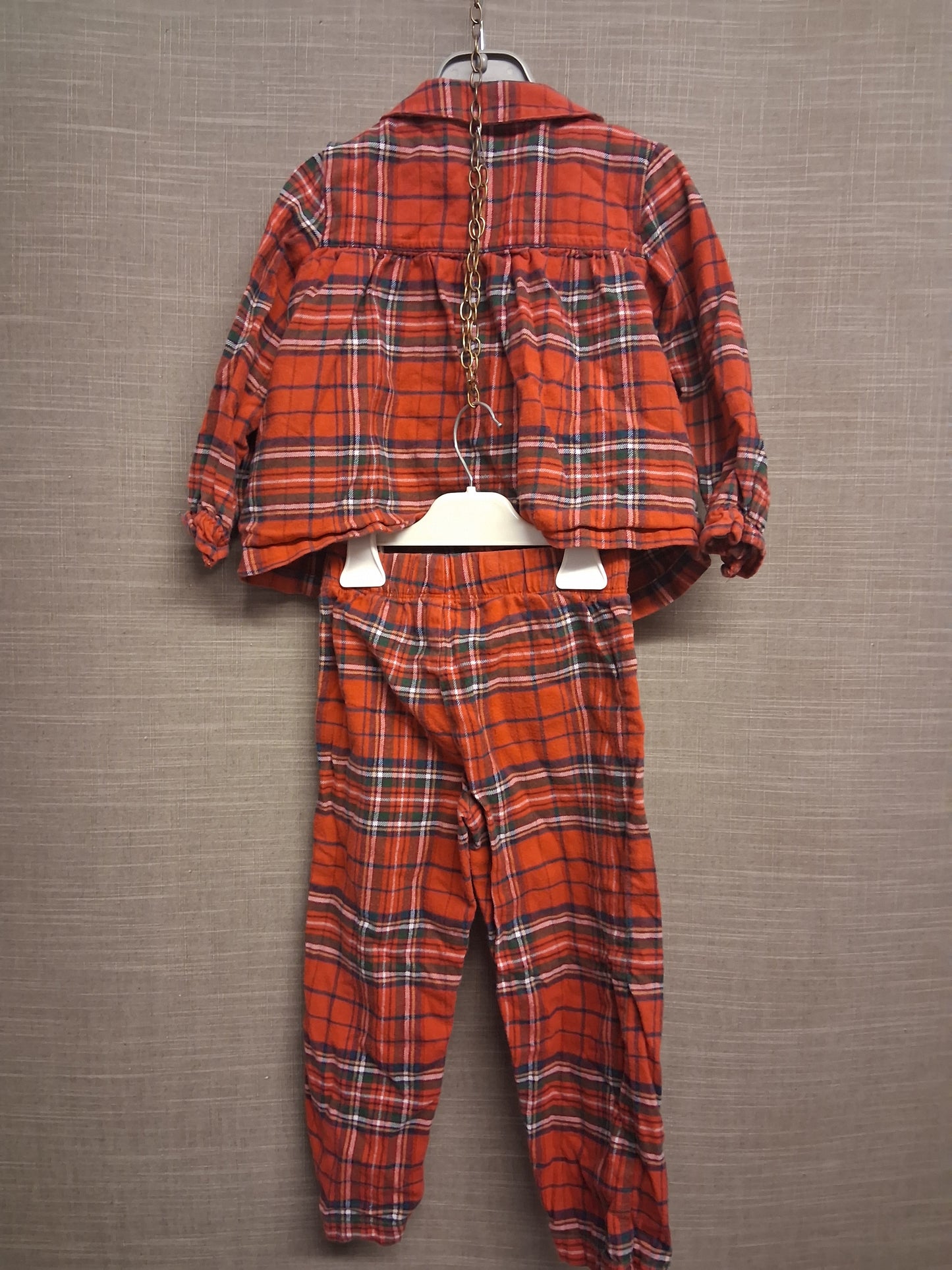 Next Girls Tarten Red Pyjamas PJs 2 Piece Set Traditional Age 2-3 Years