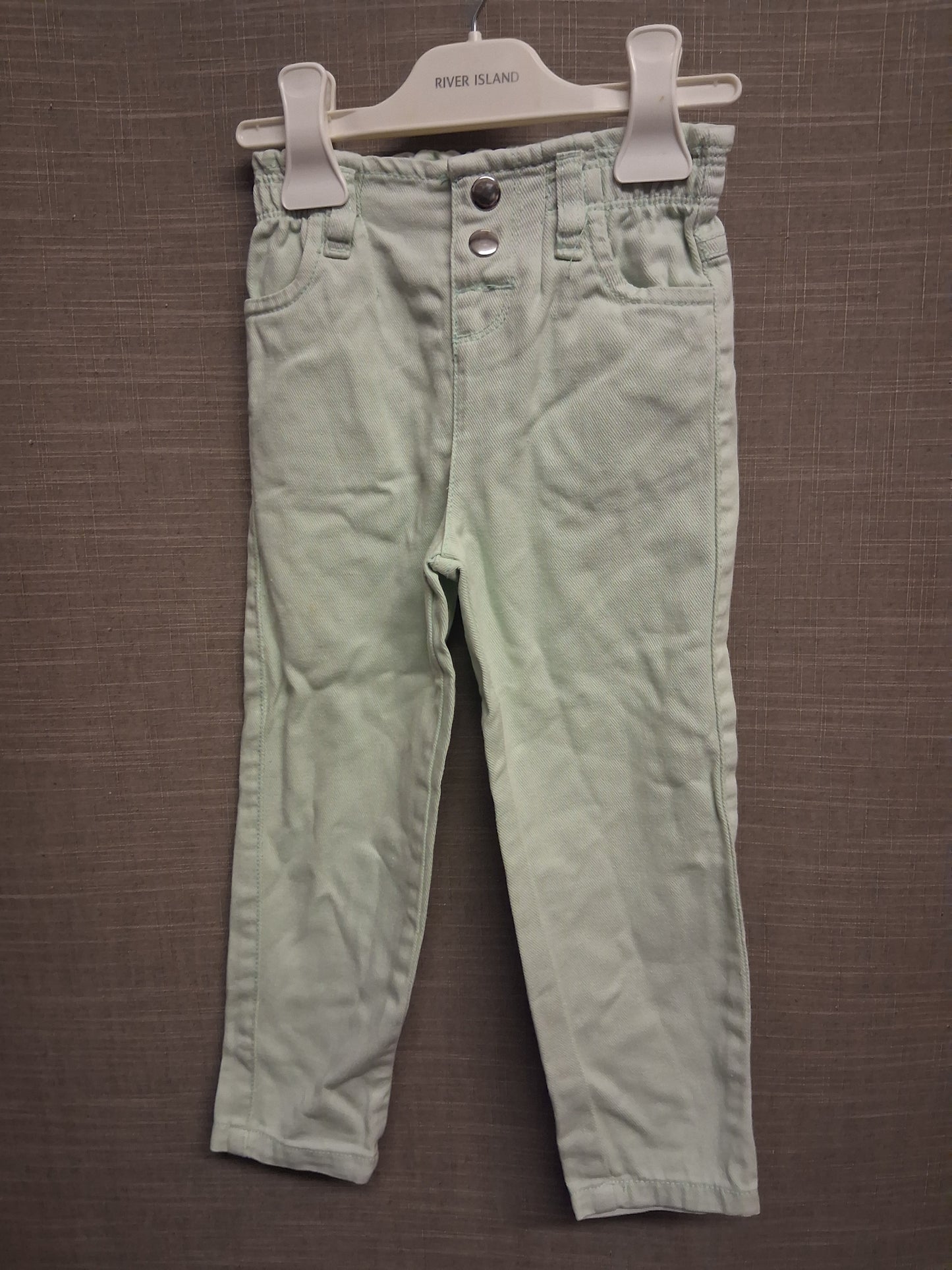 Pep&Co Girls Mint Green Denim Paperbag Jeans Age 2-3 Years