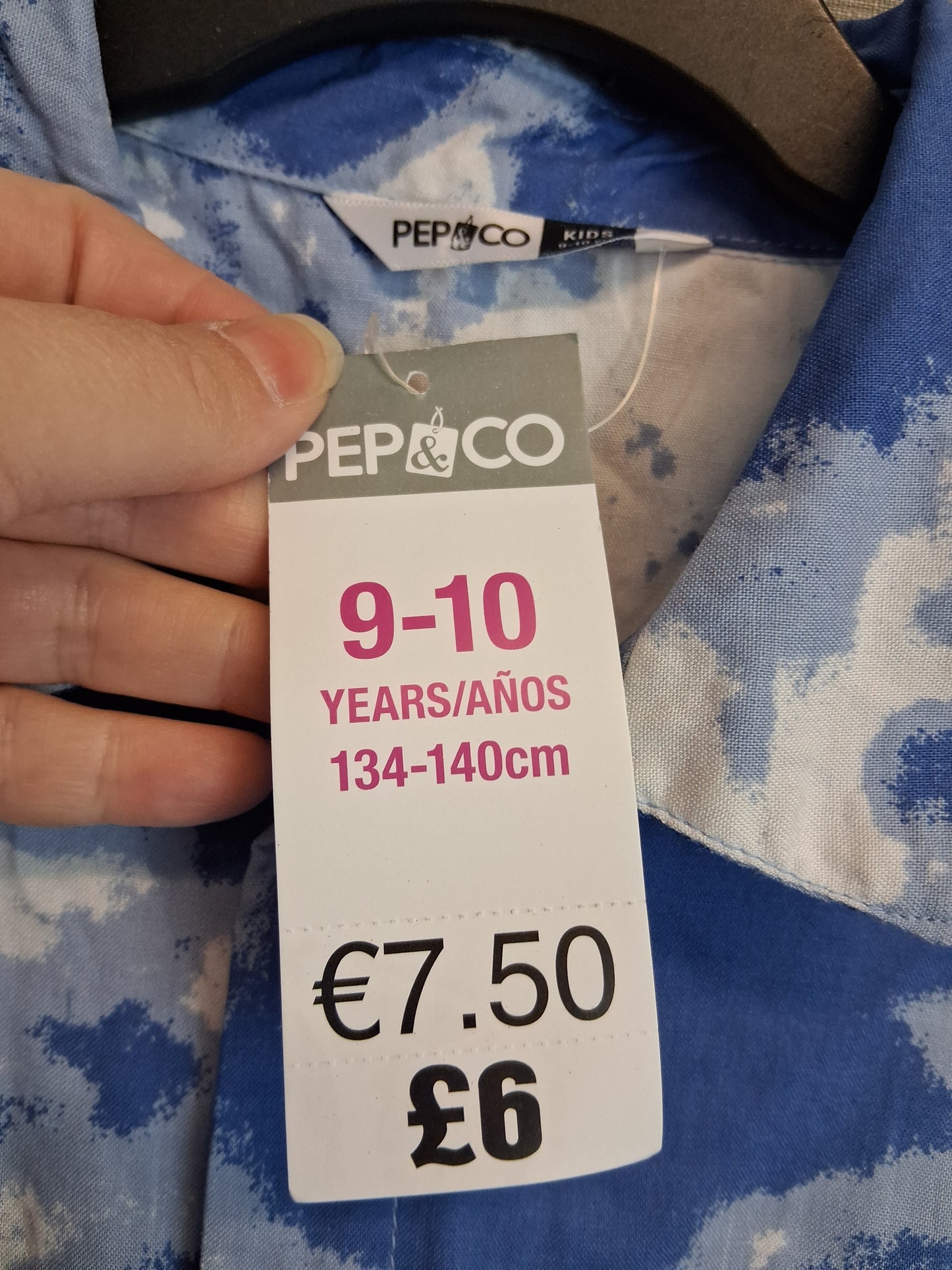 Pep & Co Boys Short Sleeve Shirt Age 9-10 Years Blue Tie Dye New