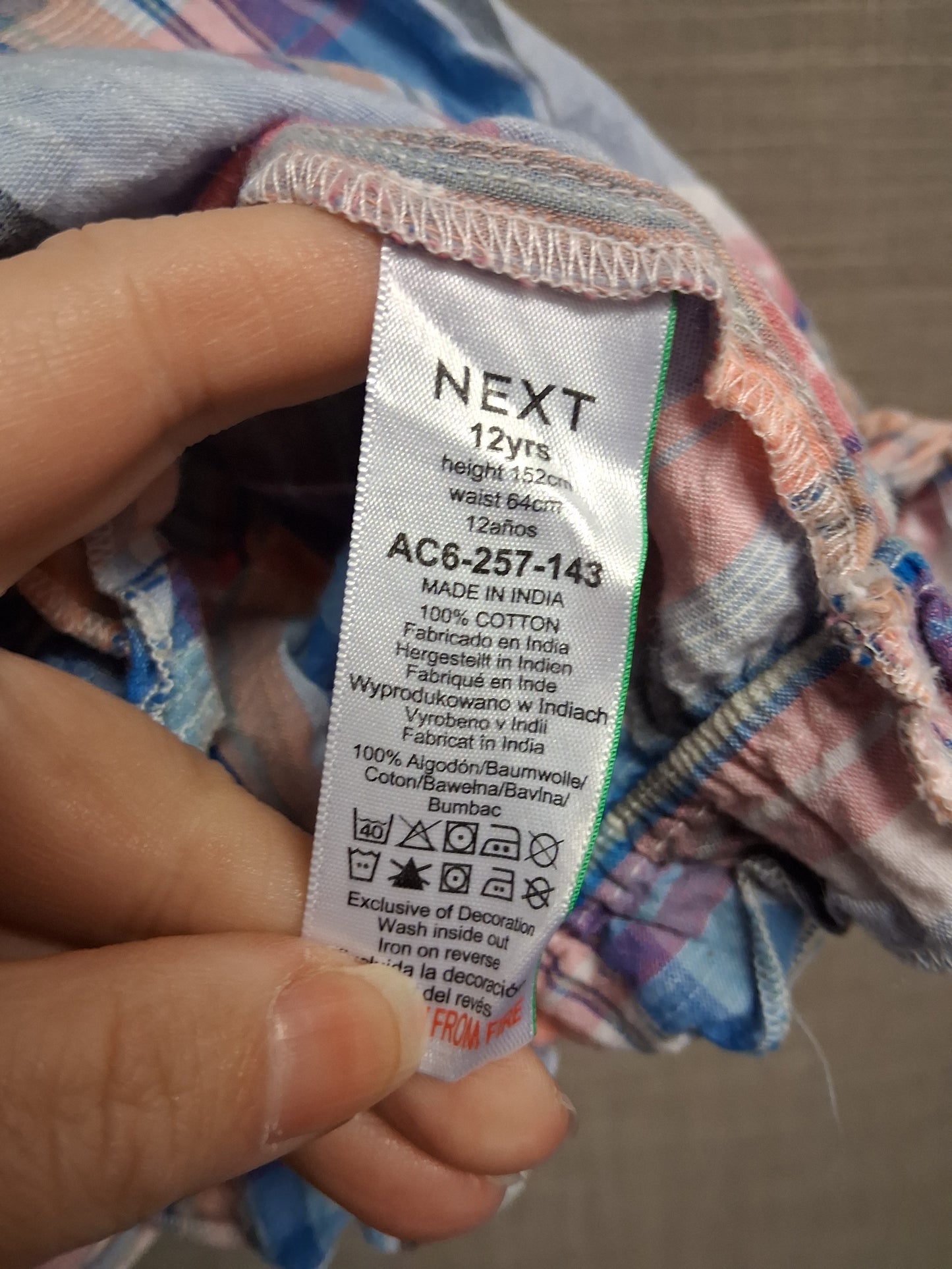 Next Girls Pastel Multicolour Checked Strappy Vest Top Age 12 Years