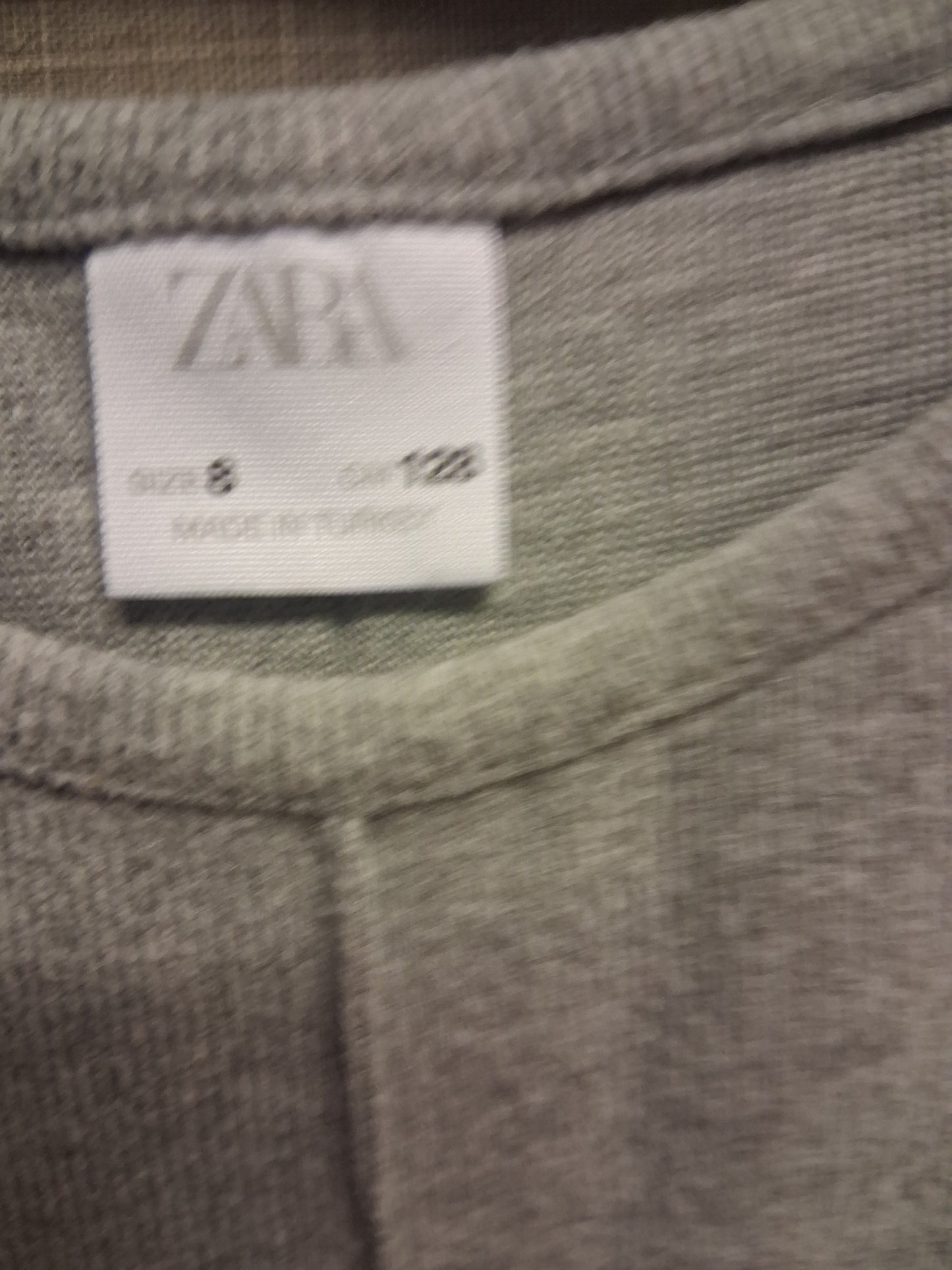 Zara Girls Grey Short Sleeve A Line T-Shirt Winter Dress Age 8 Years