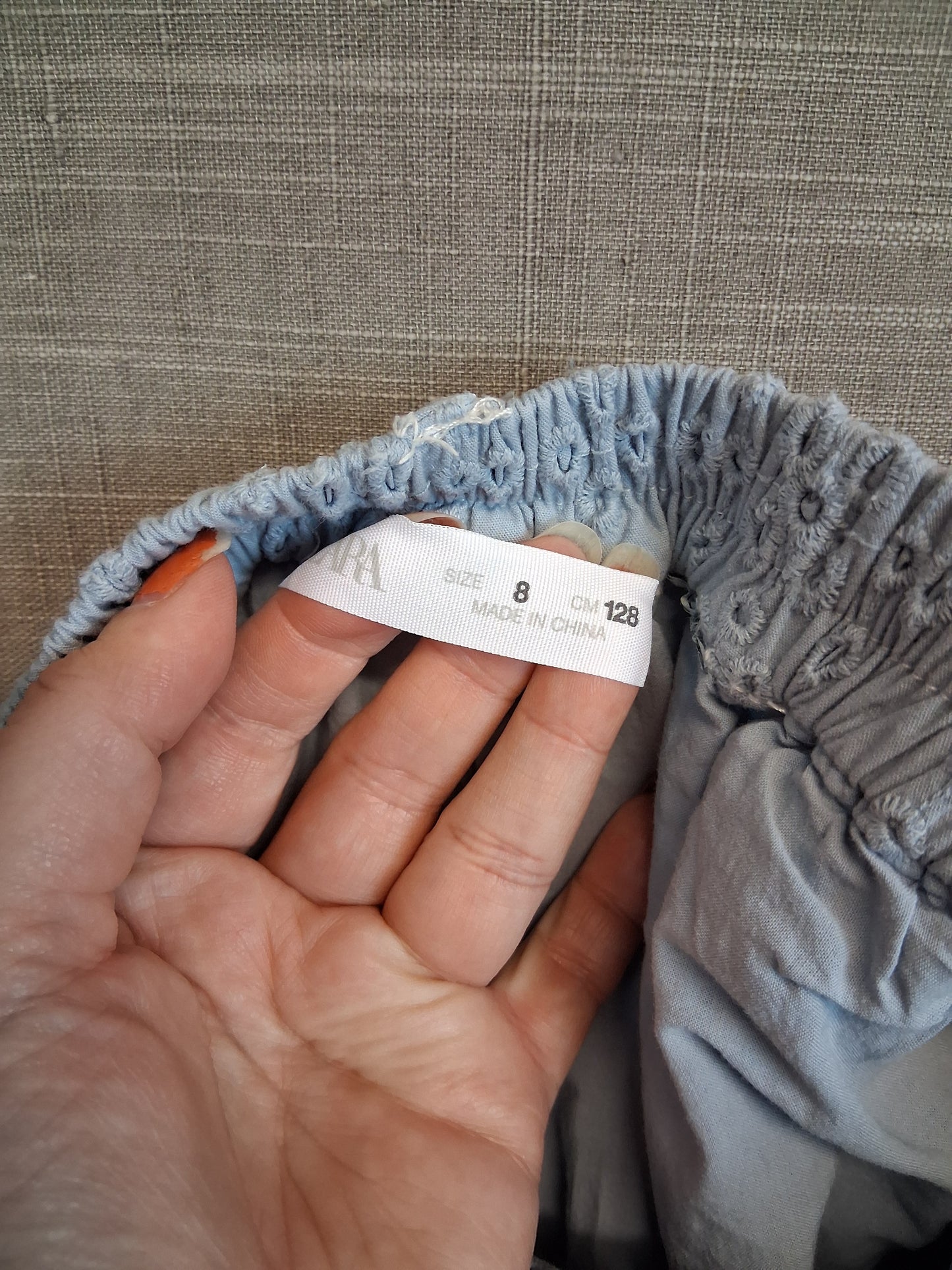 Zara Girls Blue Brodiere Anglaise  Crop Trousers Age 8 Years