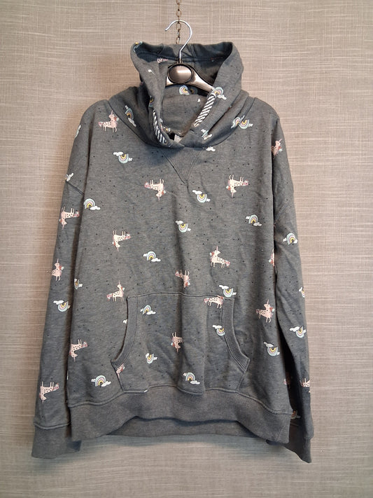 Next Girls Grey Unicorn Hoodie Pullover Jumper Age 16 Years