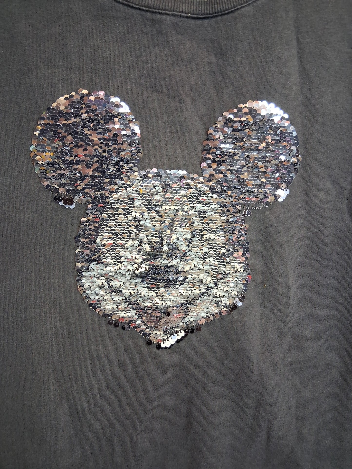 Zara Disney Mickey Mouse 2 way Sequin Sweater Faded Black Age 13-14 Years
