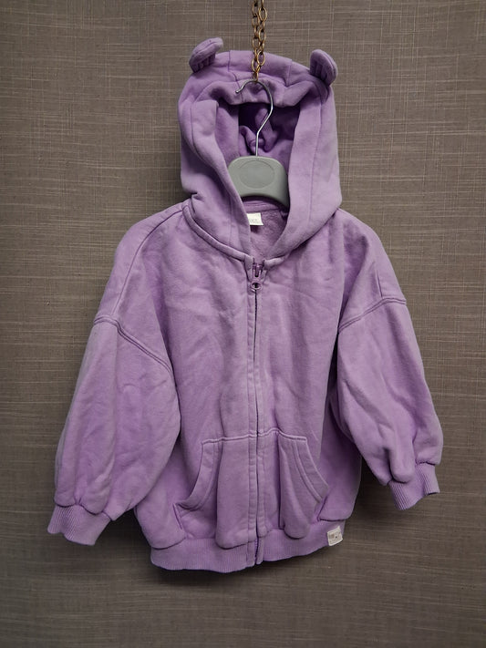 Next Girls Lilac Hoodie With Ears Jersey Age 2-3 Years Oversized