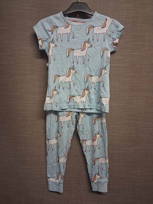 George Girls Blue Unicorn 2 Piece PJs Pyjamas Set Age 4-5 Years