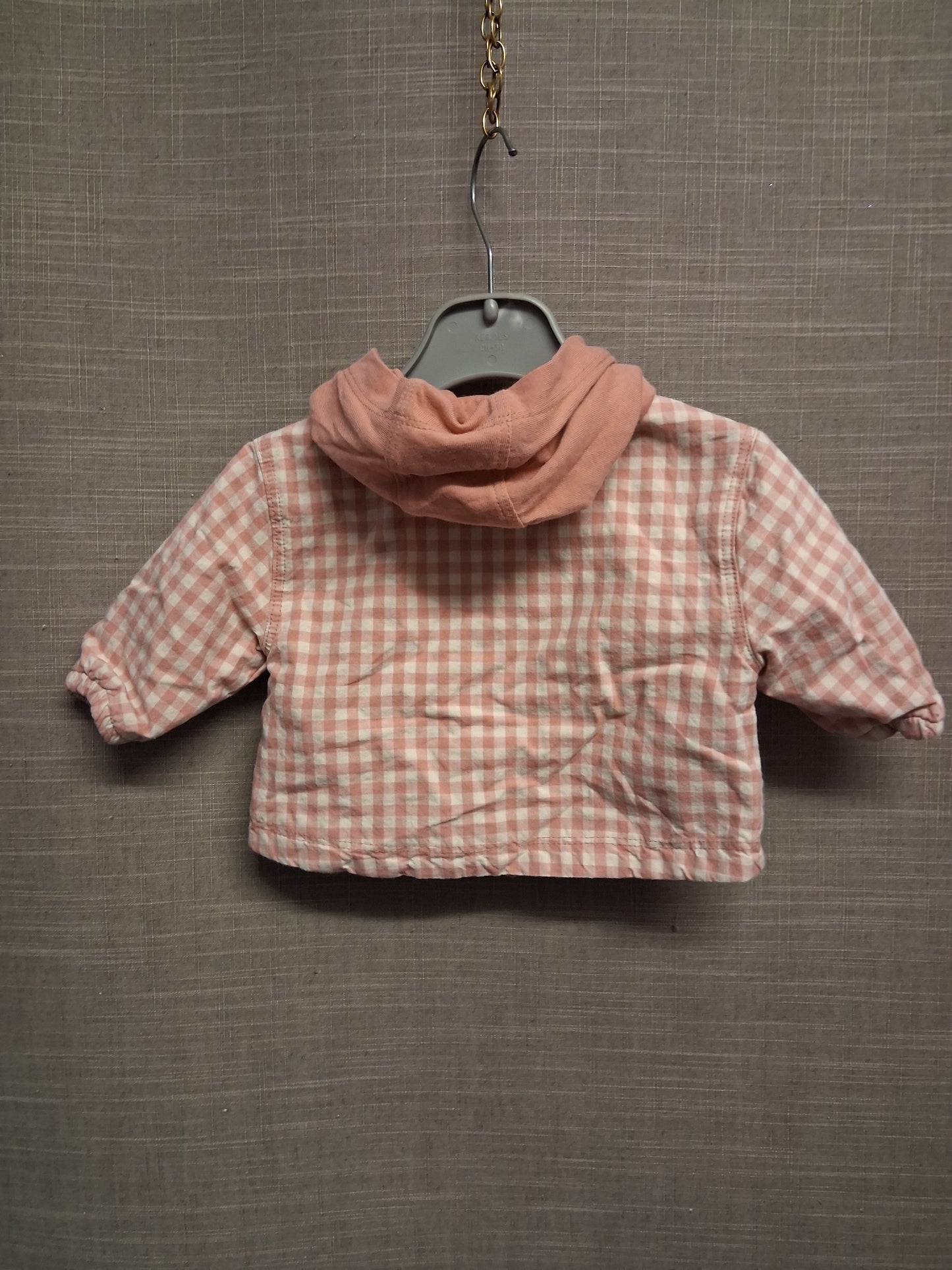 Next Girls Orange Peach Check Shacket Jacket Age 0-3 Months