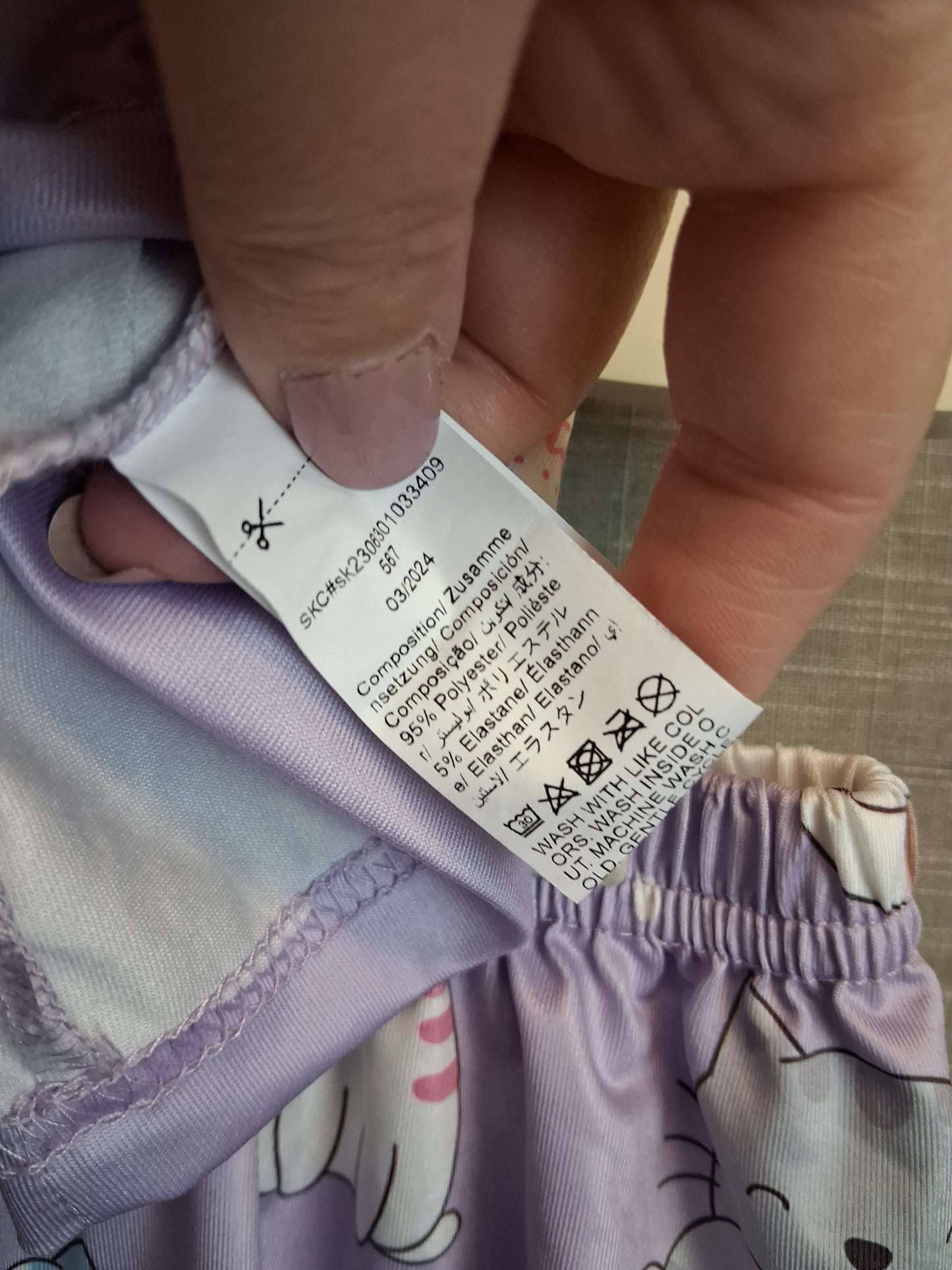 Shein Pyjamas PJs 2 Piece Set Cat Theme Lilac Age 7 Years