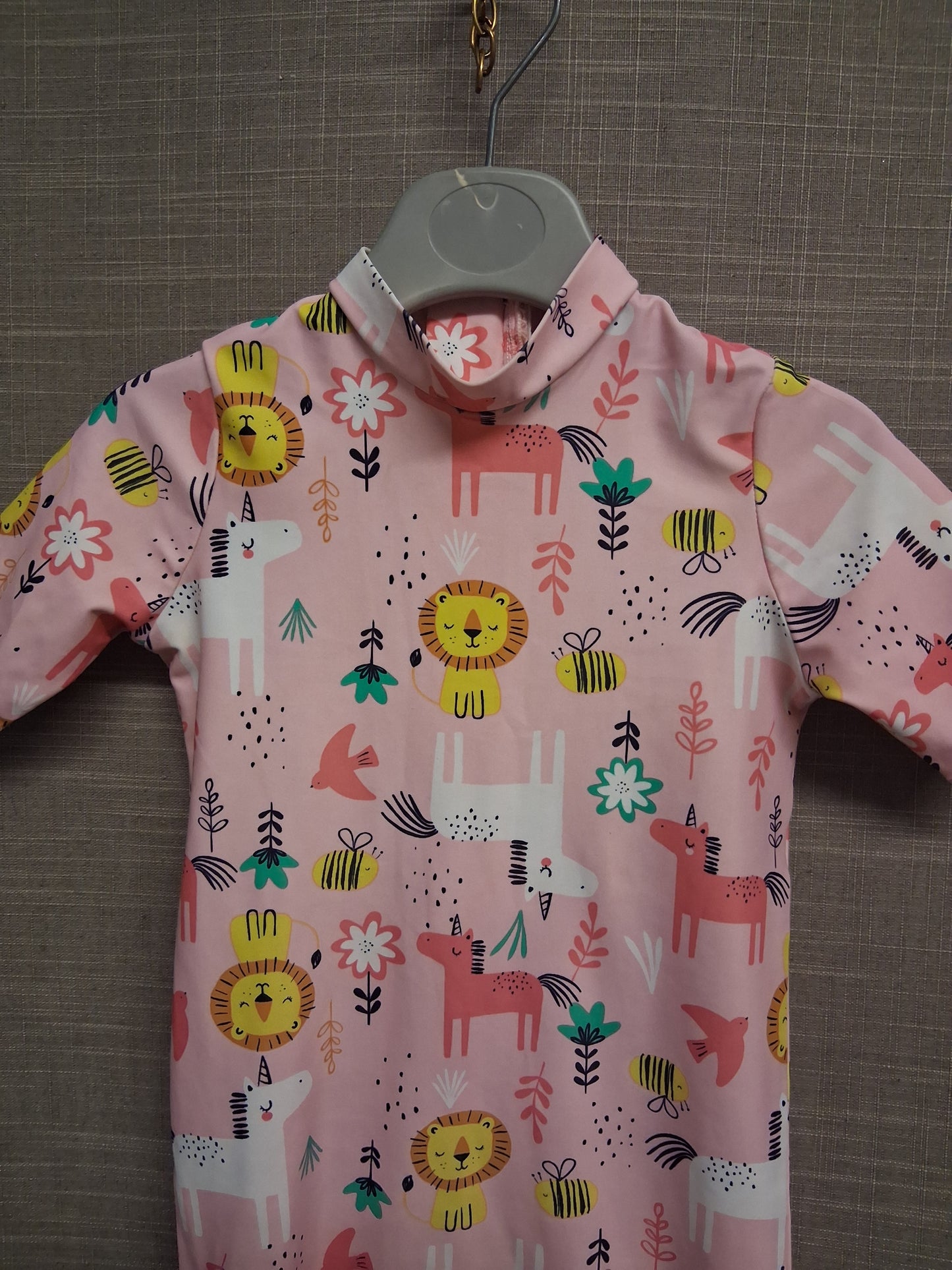 F&F Girls Pink Unicorn UV Swimsuit One Piece Age 18-24 Months