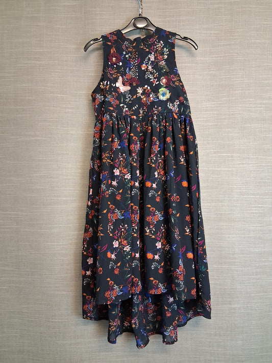 Next Girls Black Floral Sequin Sleeveless Dress Age 10 Years