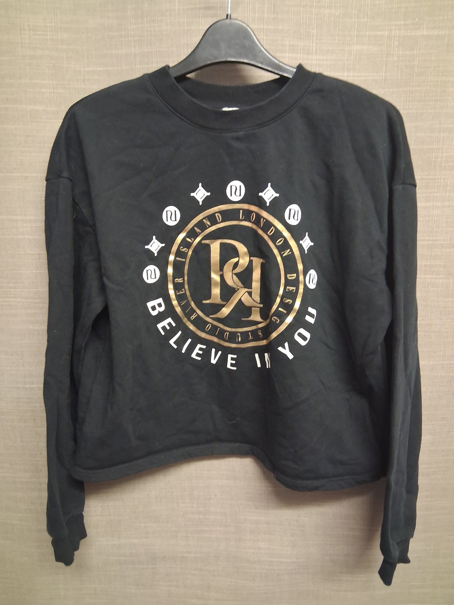 River Island Girls Black Cropped Sweater Age 13-14 Years