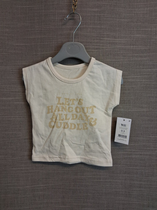 George Boys Cap Sleeve T-Shirt Cream Age 0-3 Months New
