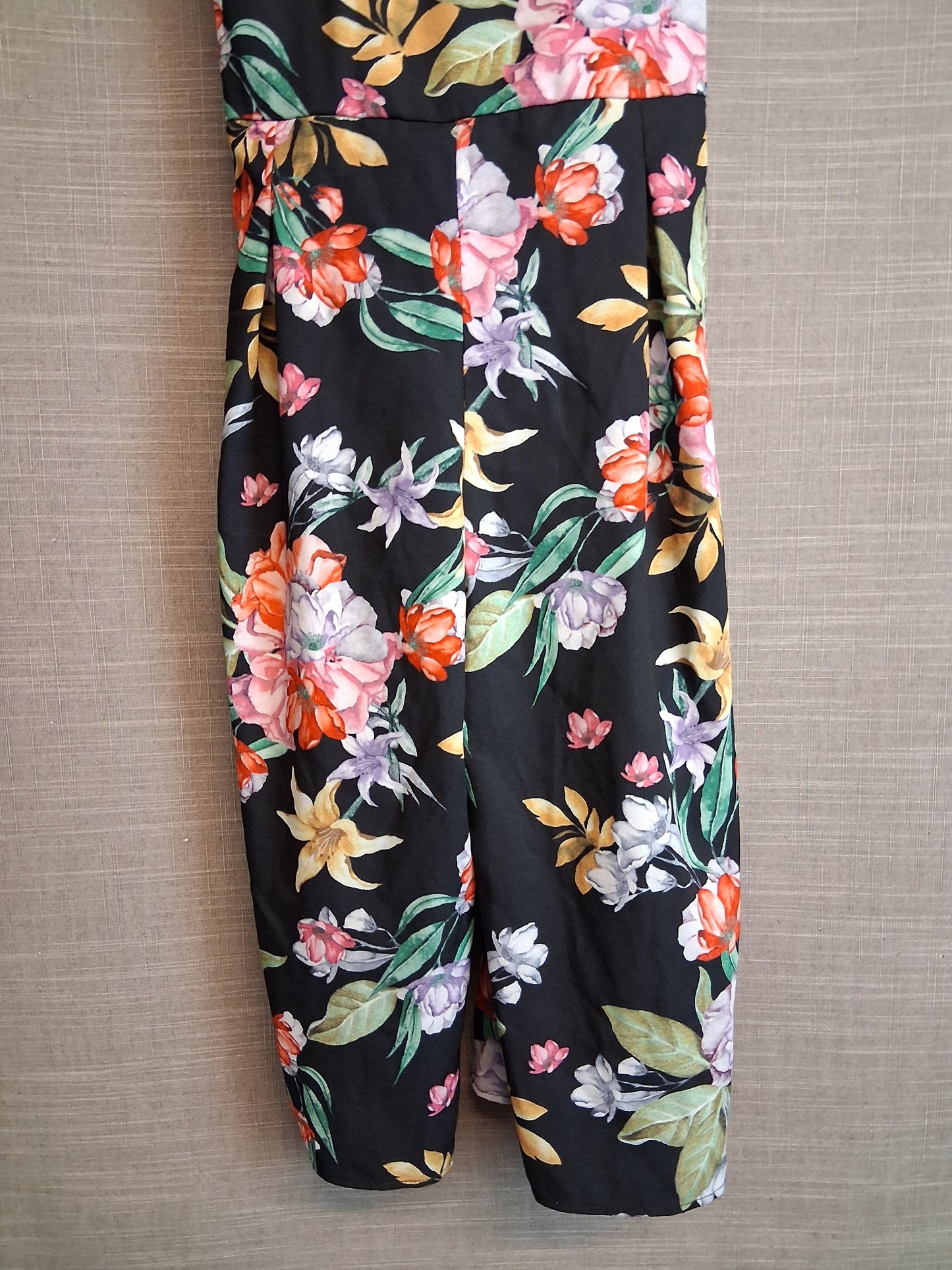 Next Girls Black Floral Jumpsuit Age 5 Years Tie Waist