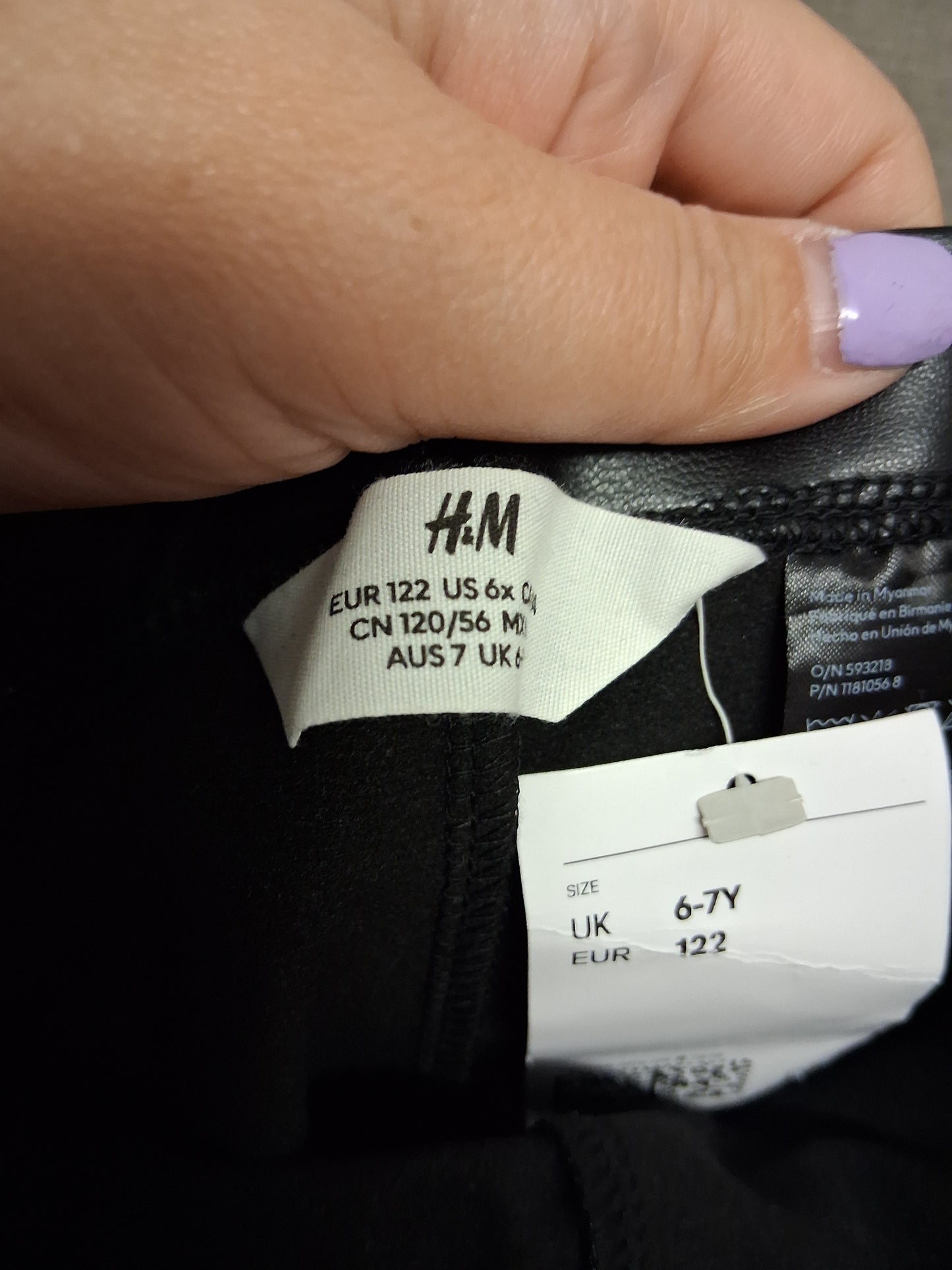 H&M Black Faux Leather Trousers Jeggings Age 6-7 Years New