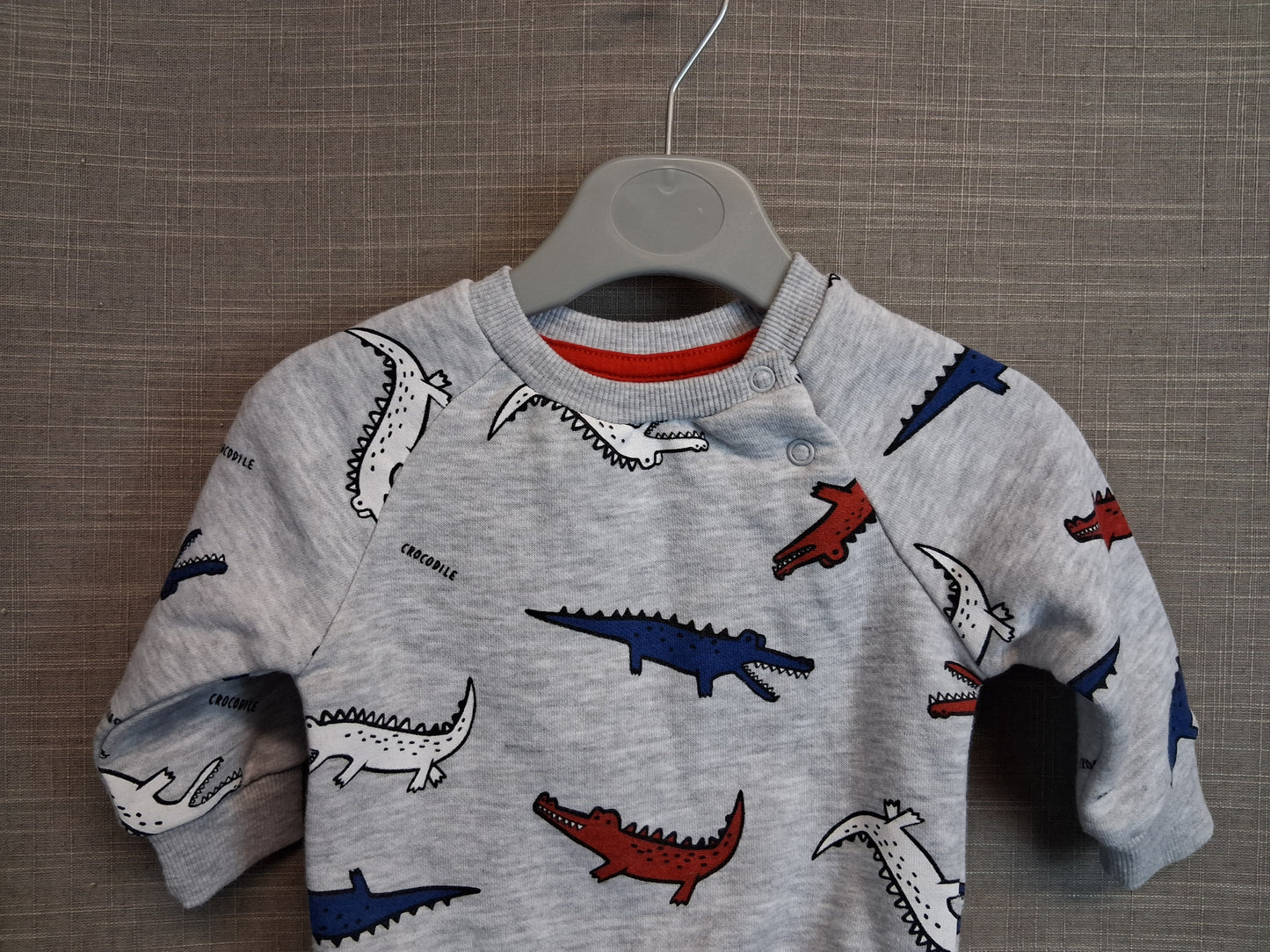 Boys Crocodile Theme Sweater Grey Age 3-6 Months