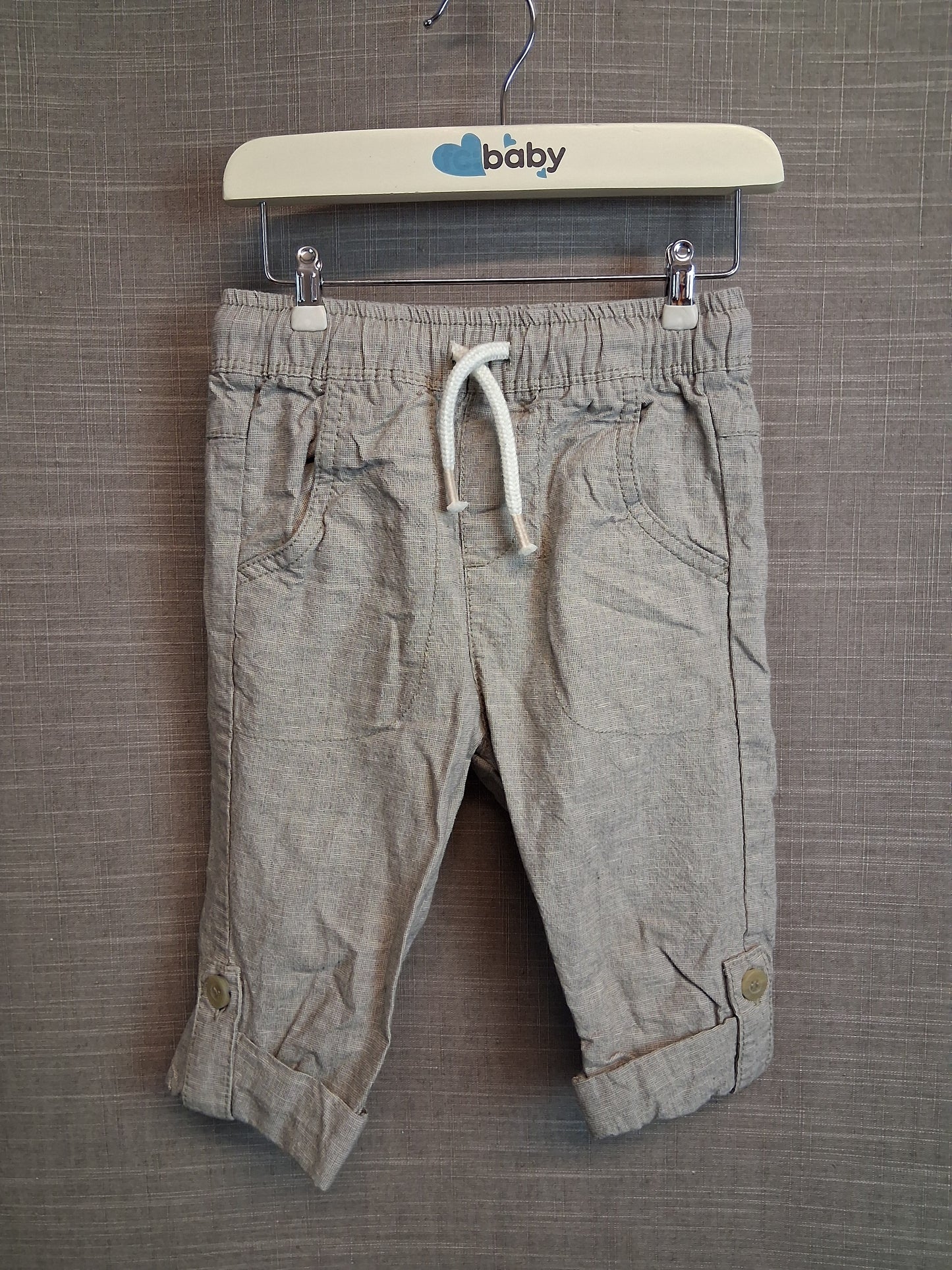TU Boys Beige Bermuda Shorts Age 18-24 Months Linen Blend