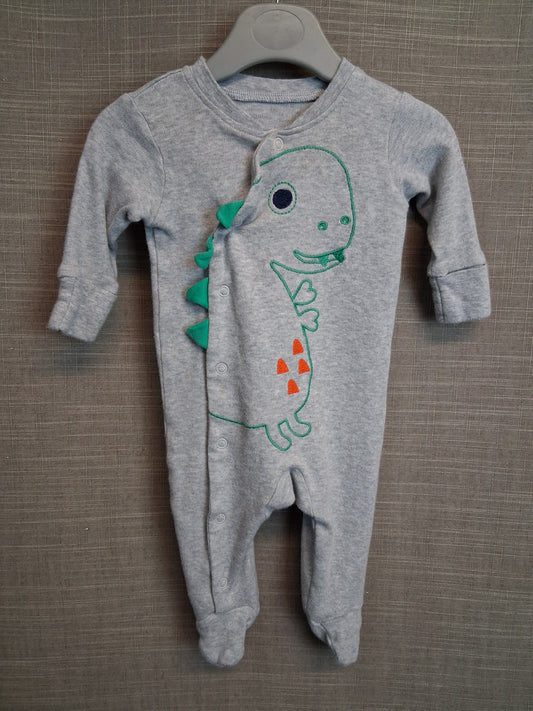 Matalan Boys Grey Dinosaur Sleepsuit Age Newborn