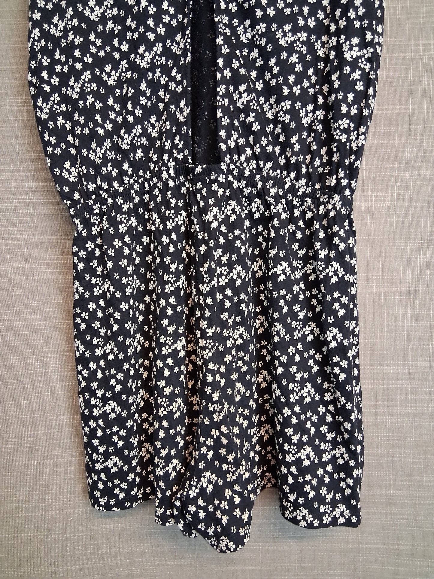 F&F Girls Black White Floral Playsuit Cut Out Back Age 12-13 Years