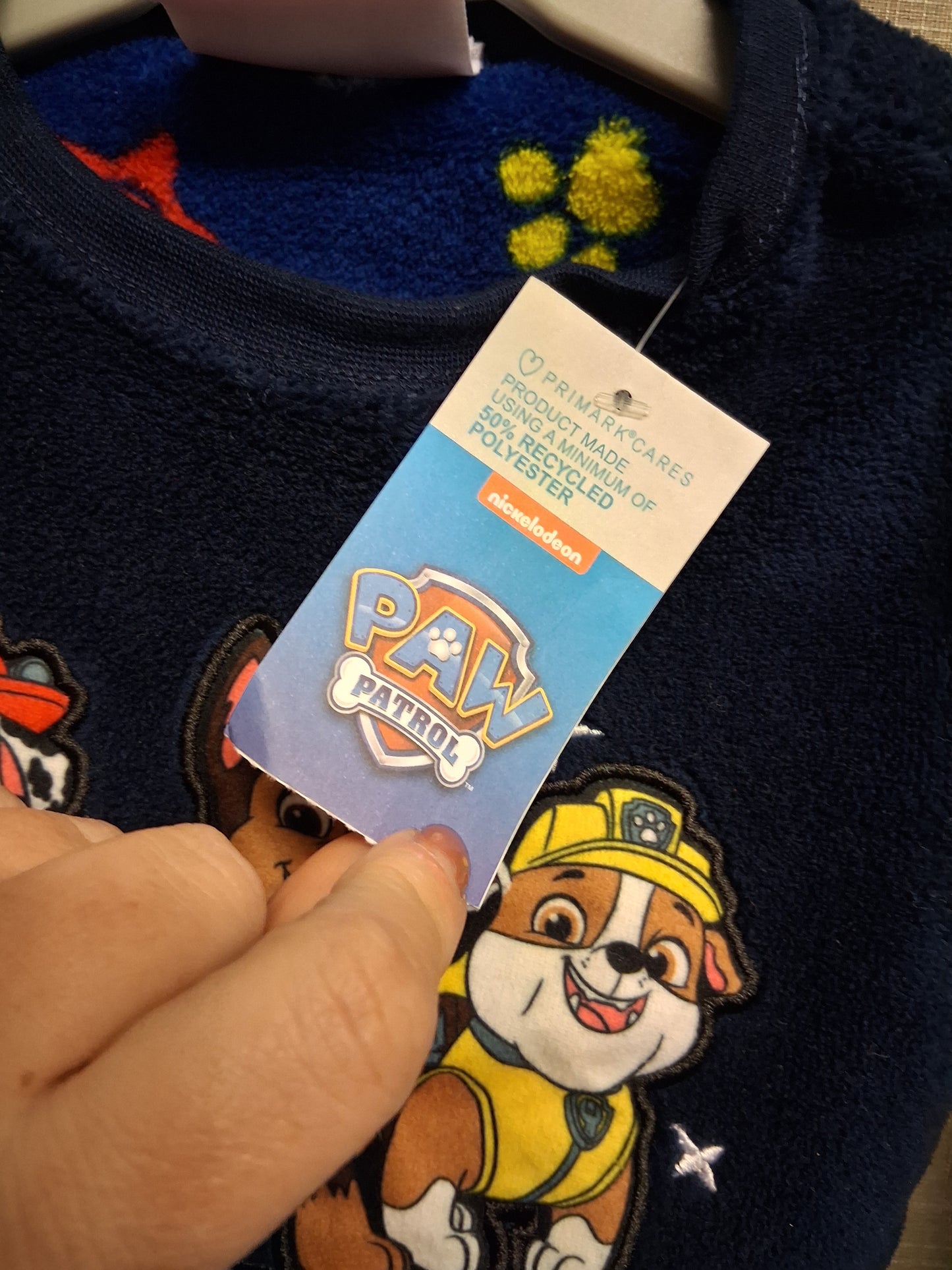 Primark Paw Patrol Boys Navy Blue Fleece Pyjama Top New Age 18-24 Months
