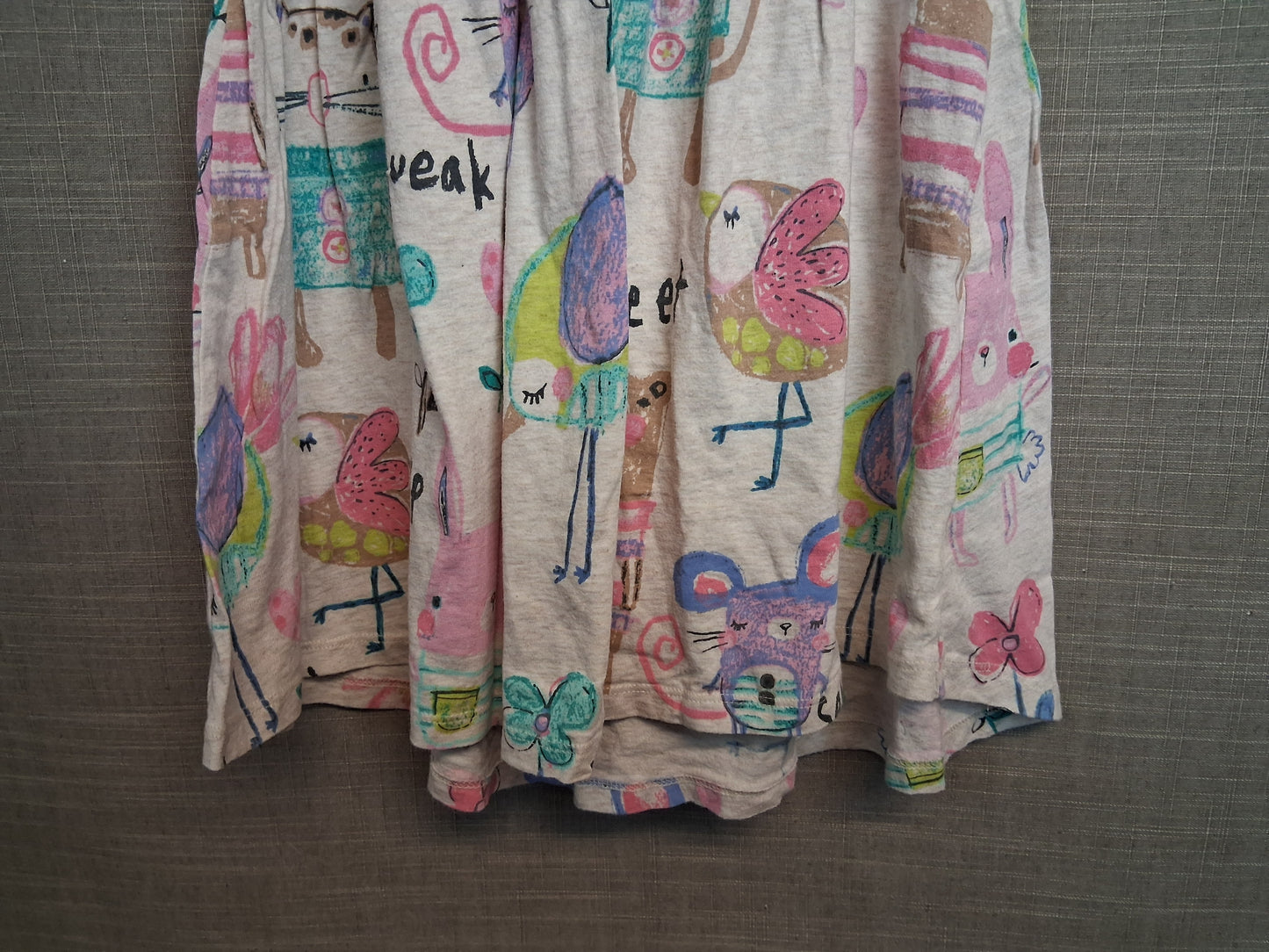 Next Girls Beige Animal Print Dress Jersey Short Sleeve Age 5-6 Years