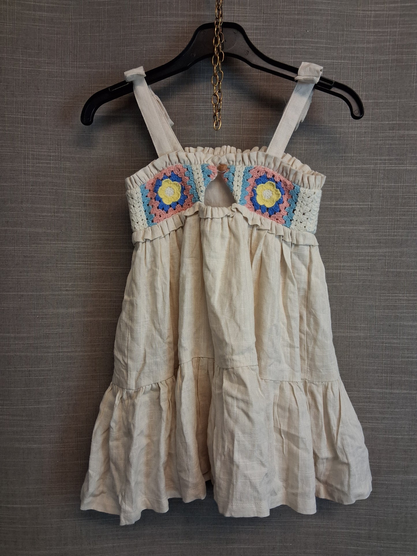 Haute Hippie Girl Beige Lined Embroidered Dress Age 2-3 Years