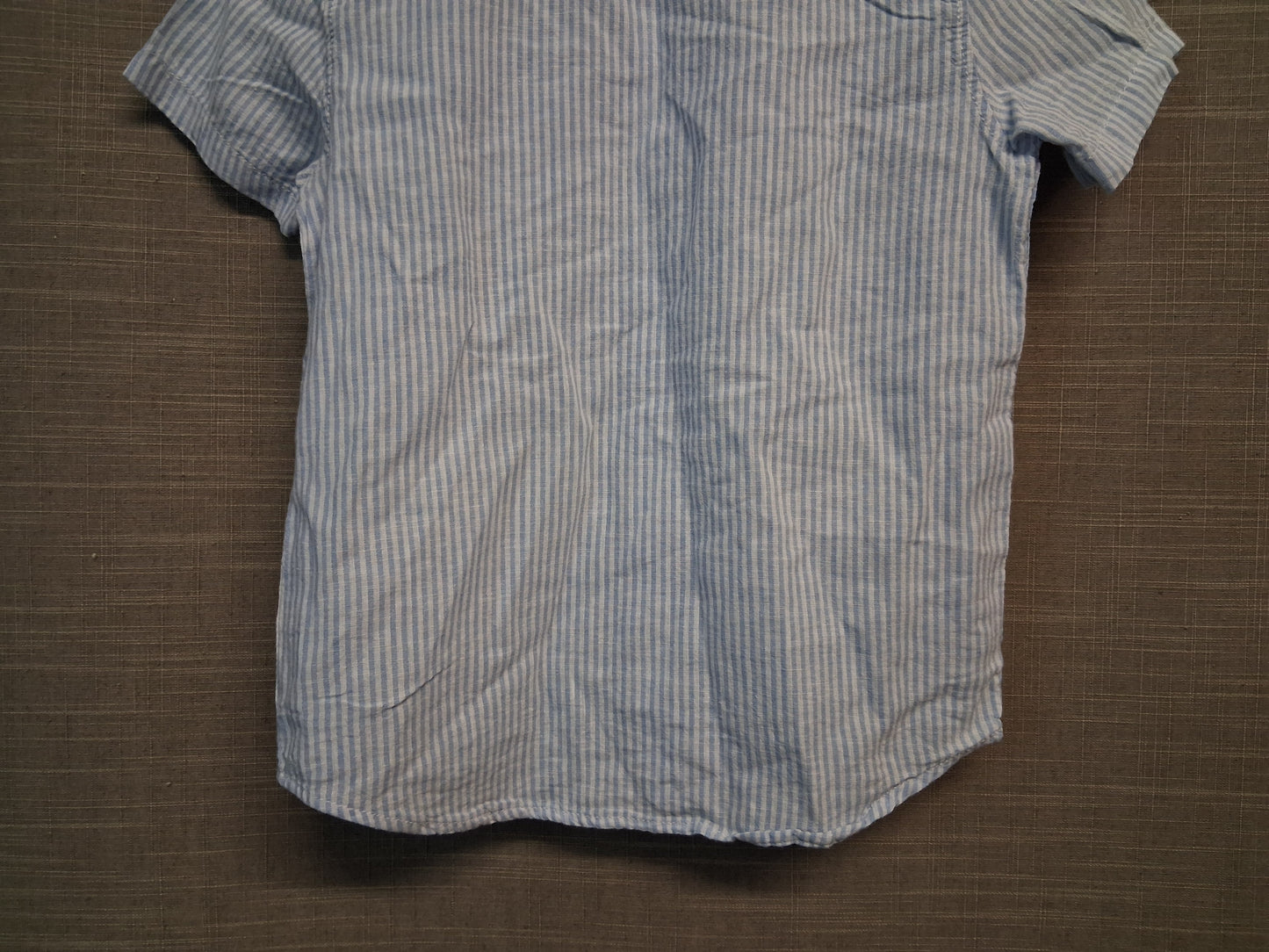 F&F Boys Blue White Striped Short Sleeve Shirt Age 5-6 Years