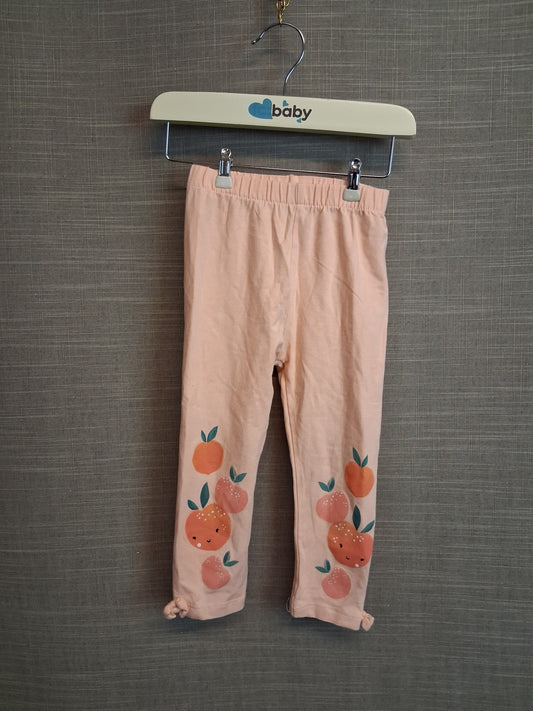 TU Girls Peach Theme Leggings Age 18-24 Months Jersey