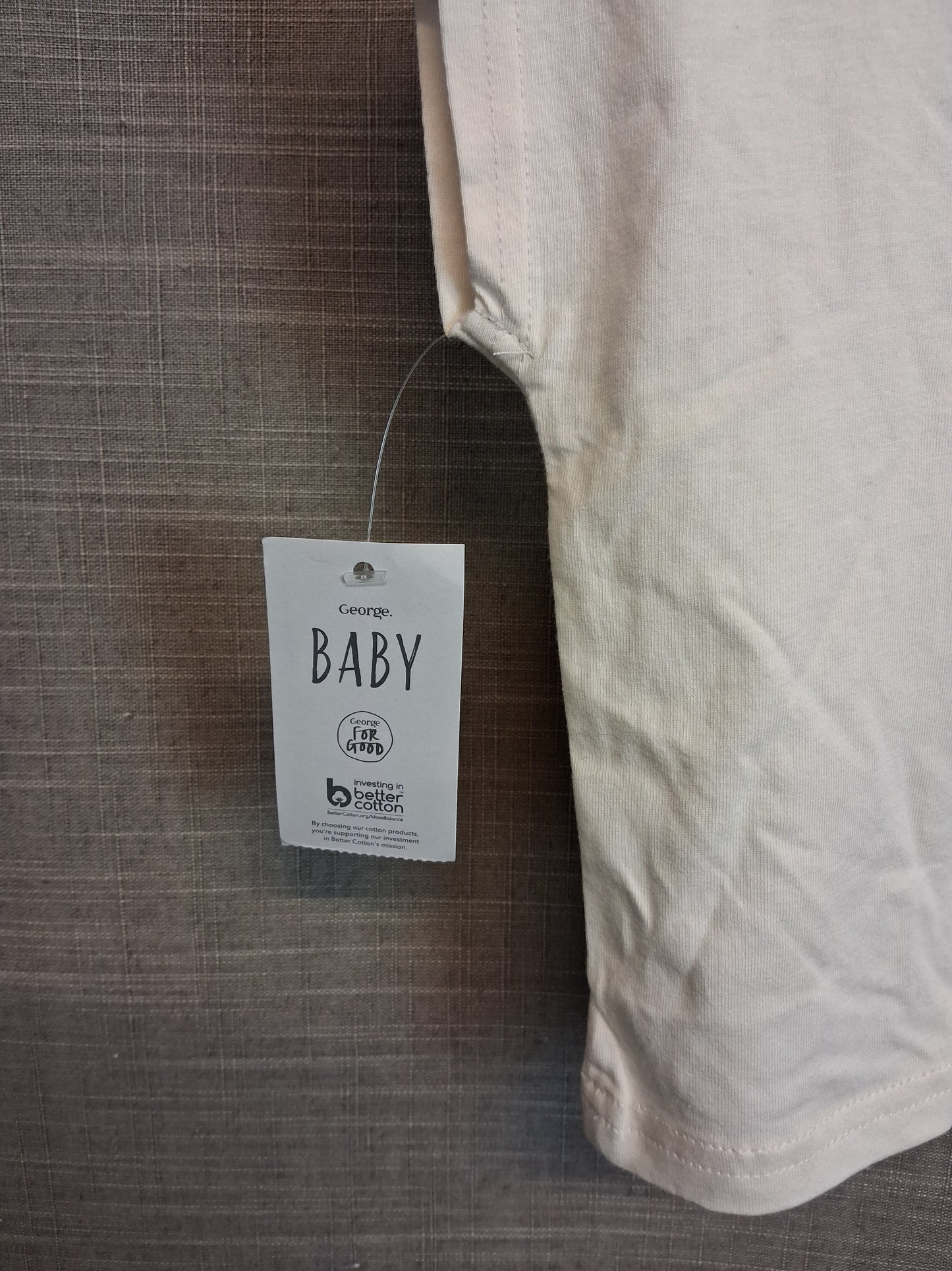 George Boys Cap Sleeve T-Shirt Cream Age 0-3 Months New