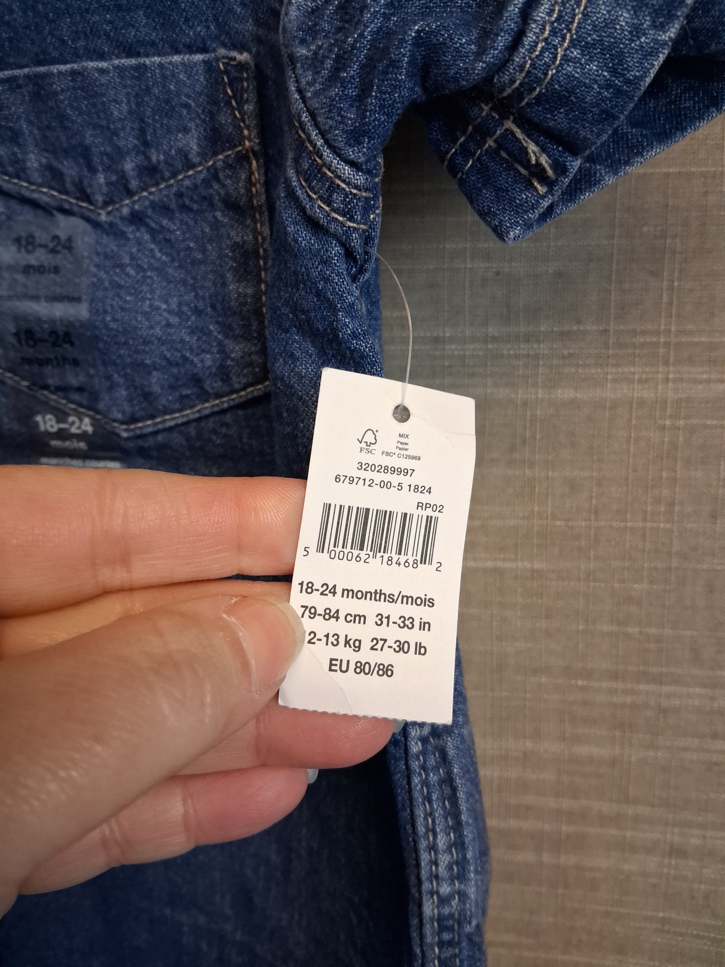 GAP Boys Blue Denim Short Sleeve Shirt Age 18-24 Months New