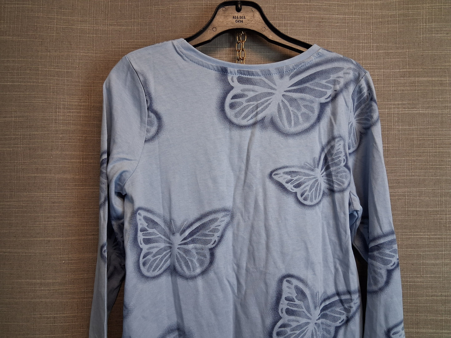 Primark Girls Blue Butterfly Long Sleeve T-Shirt Age 10-11 Years New