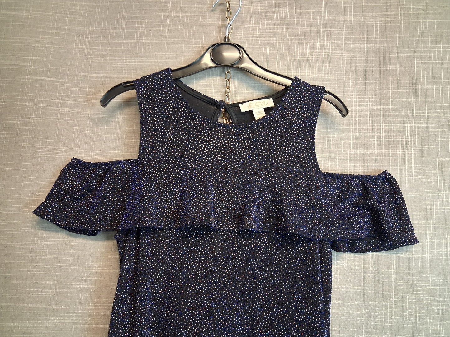 Primark Cold Shoulder Navy Sparkly Dress Age 10-11 years