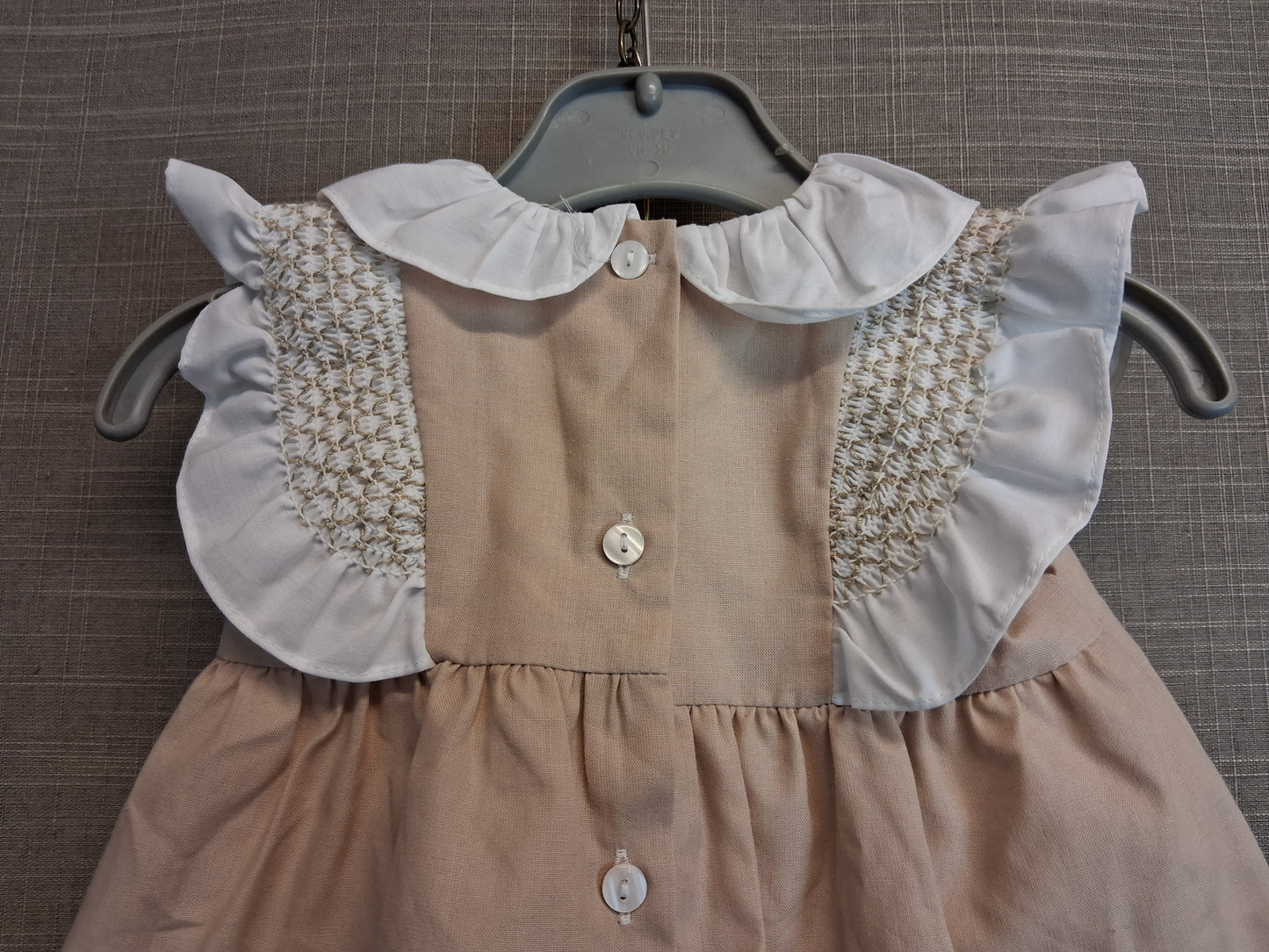 Girls 2 Piece Outfit Dress and matching Pants Age 0-3 Months Beige