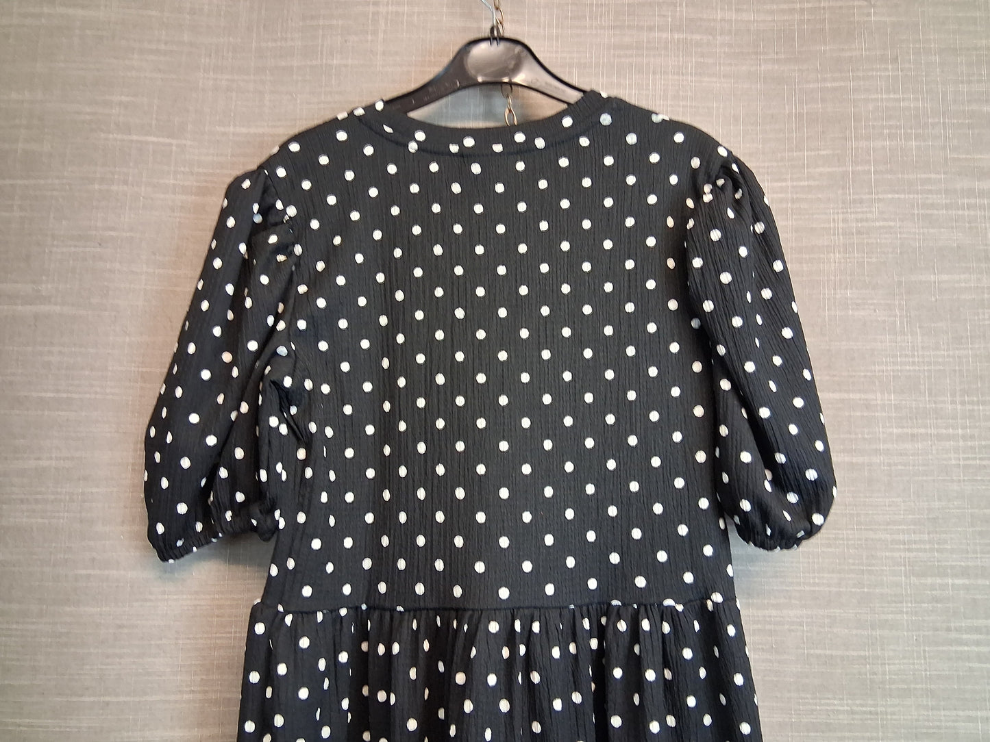 Matalan Girls Black Polka Dot Short Sleeve Tiered Dress Age 12 Years