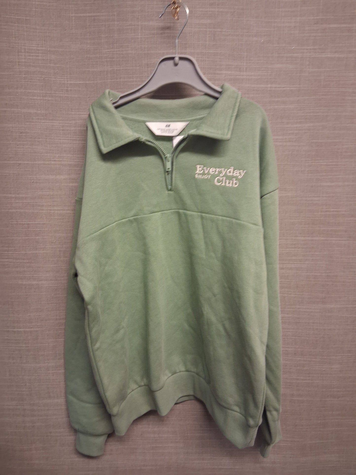 H&M Girls Green Sweater Jumper 1/4 Zip Age 8-9 Years New