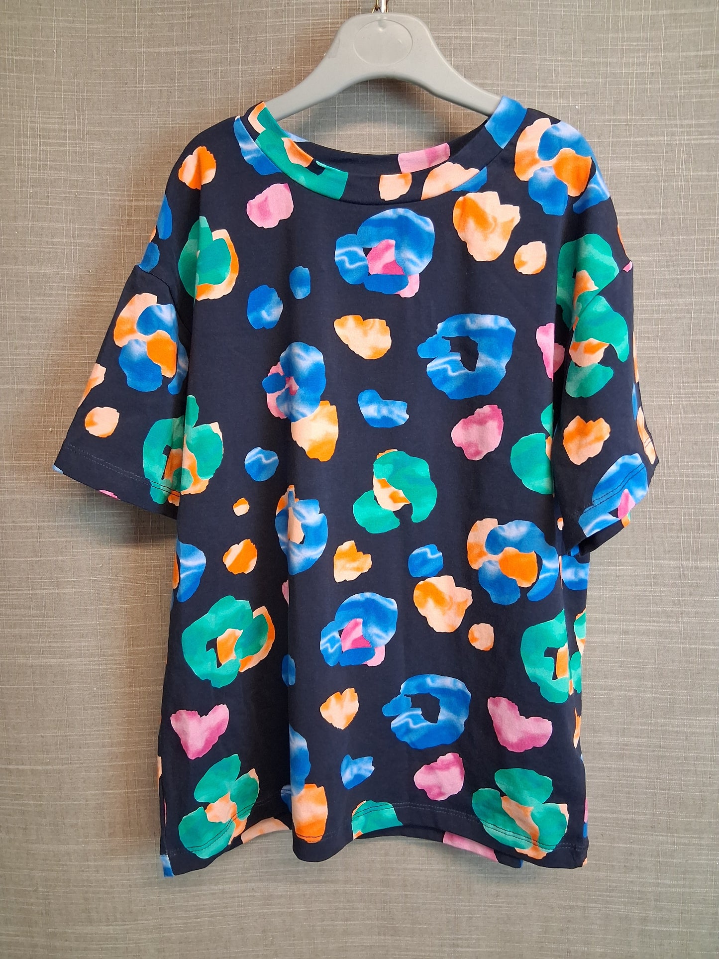Next Girls Oversized T-Shirt Blue Animal Print Short Sleeve Age 6 Years