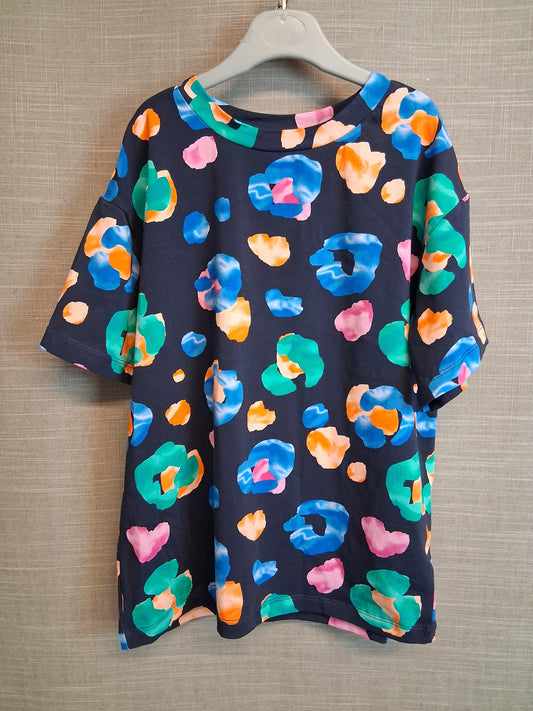 Next Girls Oversized T-Shirt Blue Animal Print Short Sleeve Age 6 Years