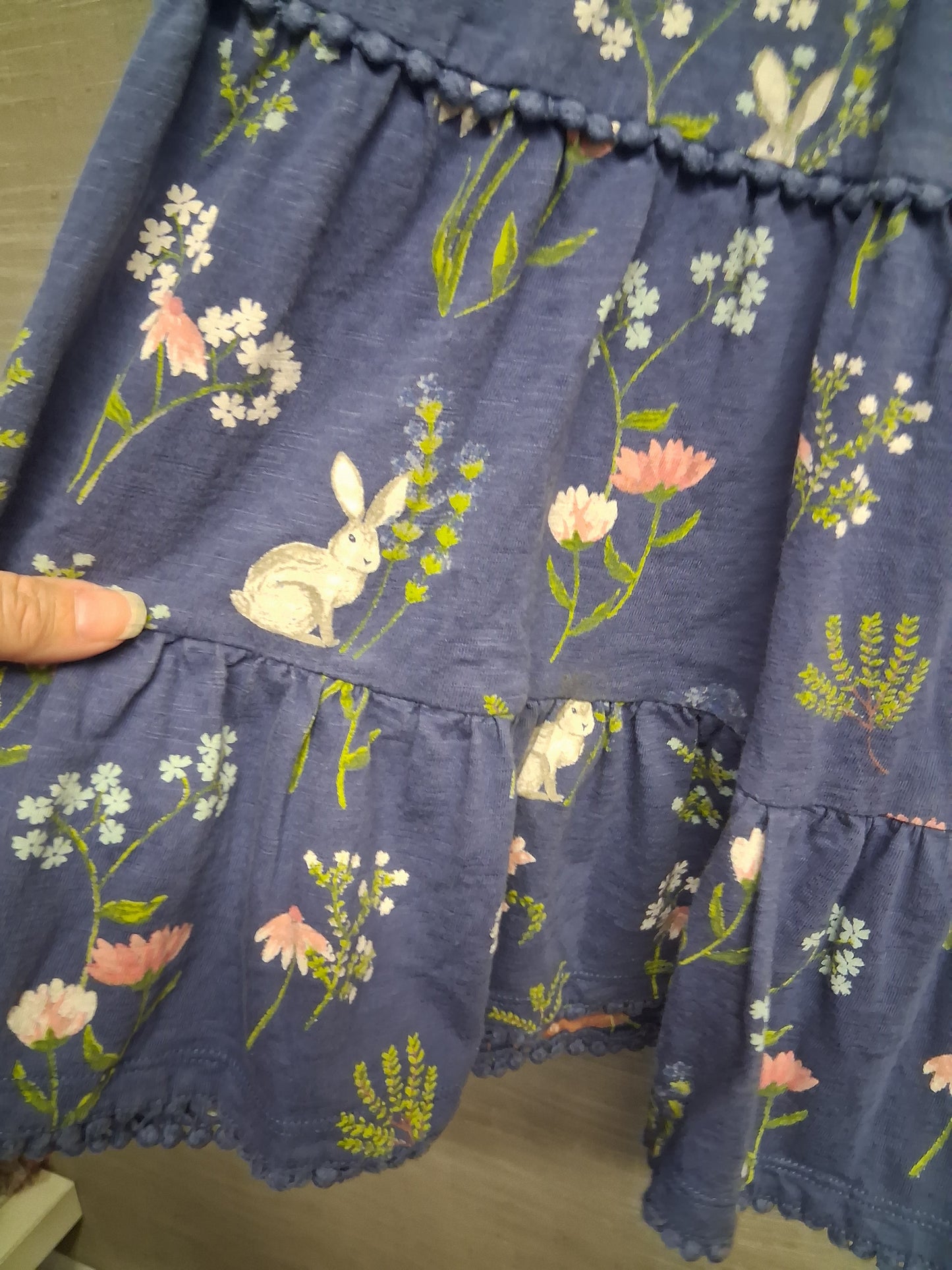 Mantaray Girls Blue Floral Long Sleeve Jersey Tiered Dress Age 7-8 Years