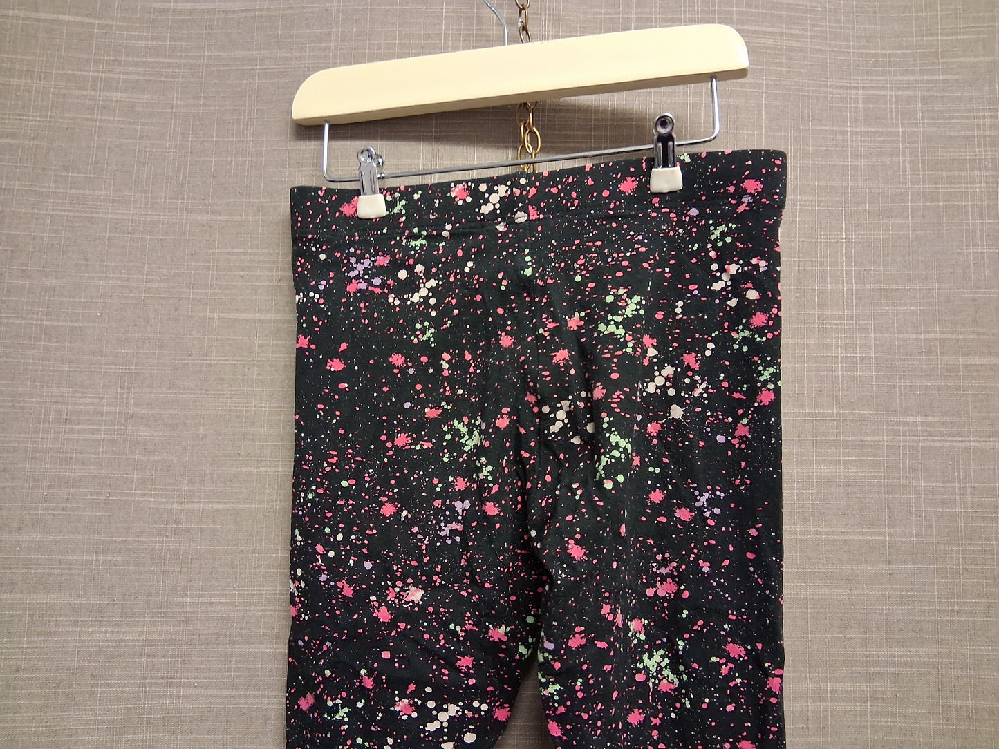 Next Girls Black Paint Splatter Leggings Age 7 years