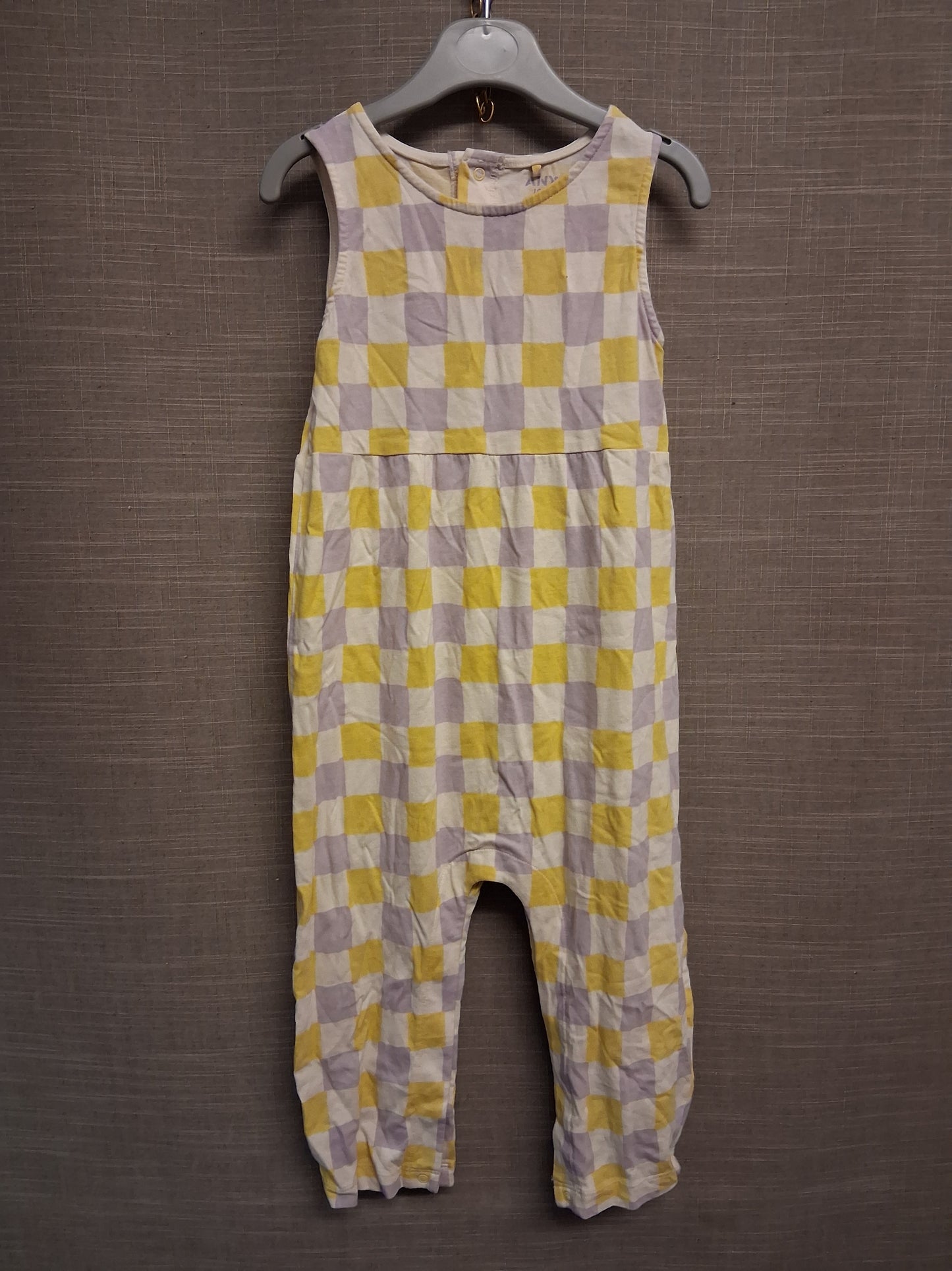 John Lewis Girls Check Lilac Yellow Romper Jumpsuit Age 2-3 Years