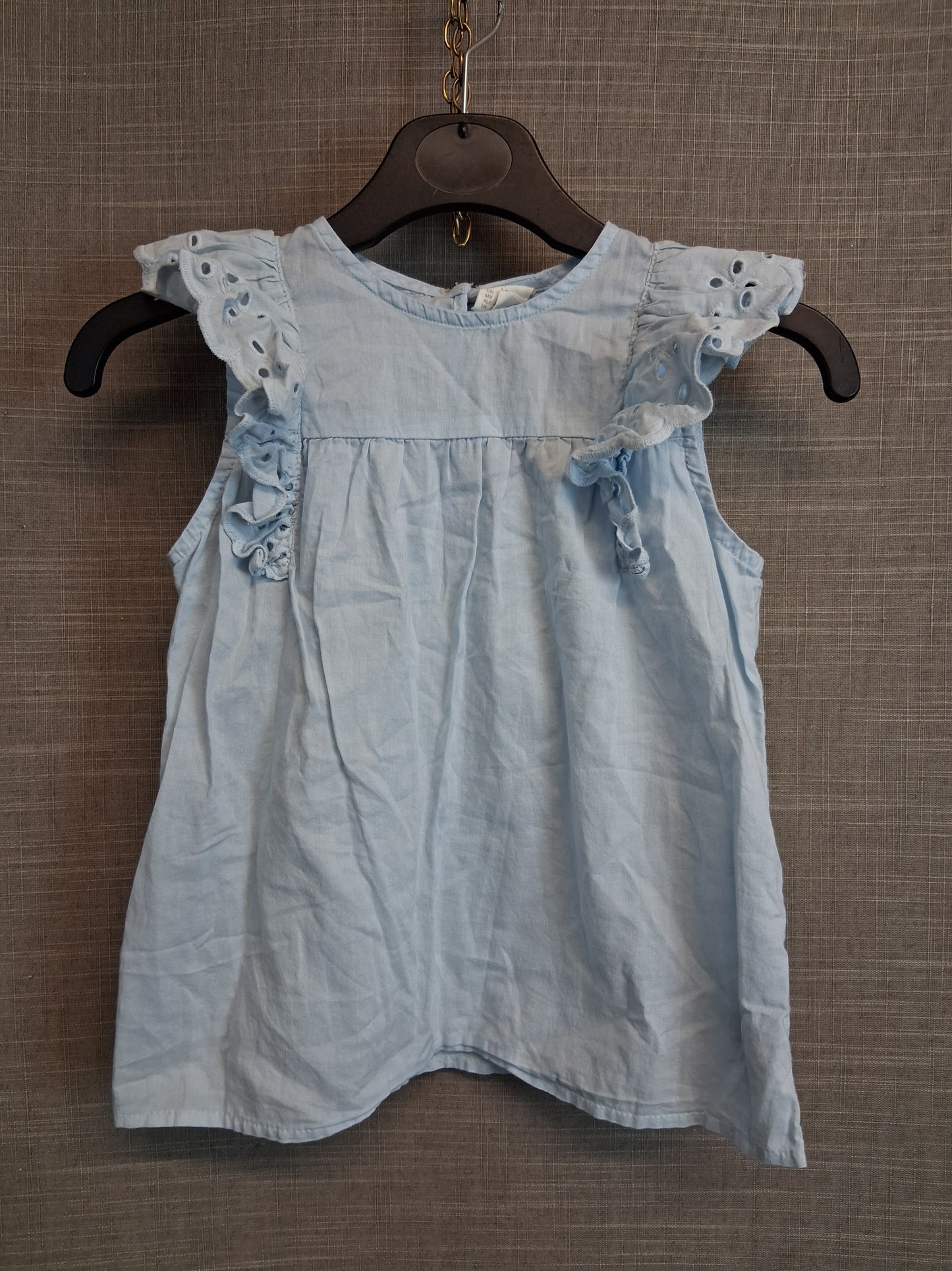 H&M Girls Blue Sleeveless T-Shirt Age 3-4 Years 100% Cotton