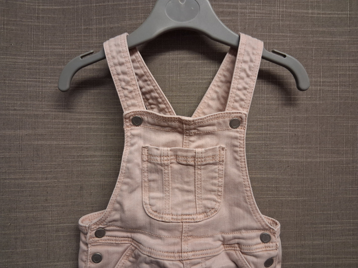 George Girls Pink Denim Dungaree Shorts One Piece Age 9-12 Months