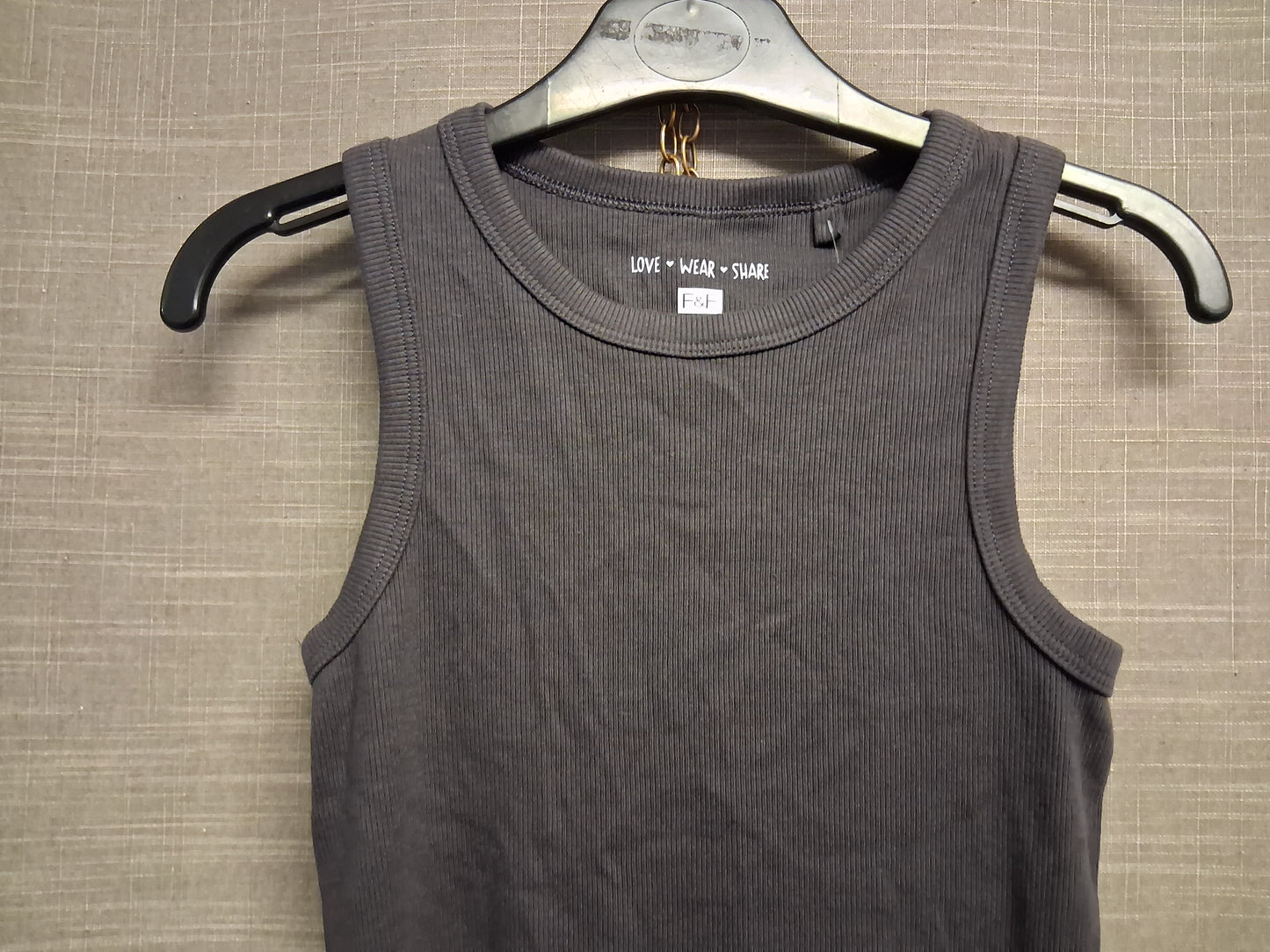 F&F Grey Jersey Ribbed Tank Vest Dress Age 9-10 Years