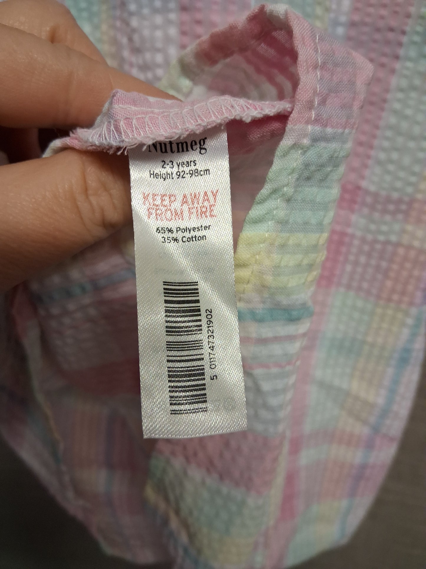 Nutmeg Girls Pink White Check Sundress Age 2-3 Years