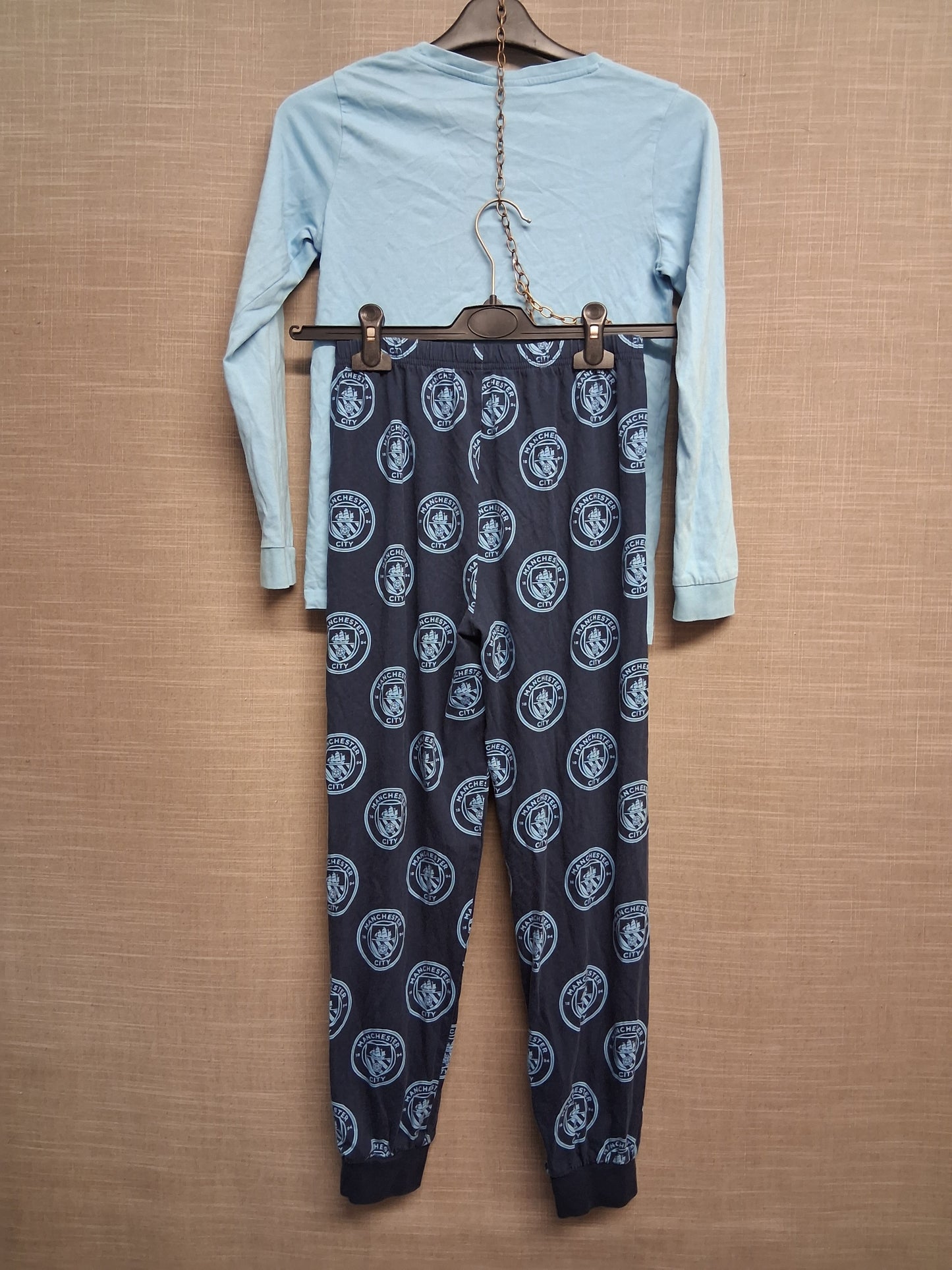 TU Boys Manchester City Football Pyjamas PJs Set Blue Age 11-12 Years