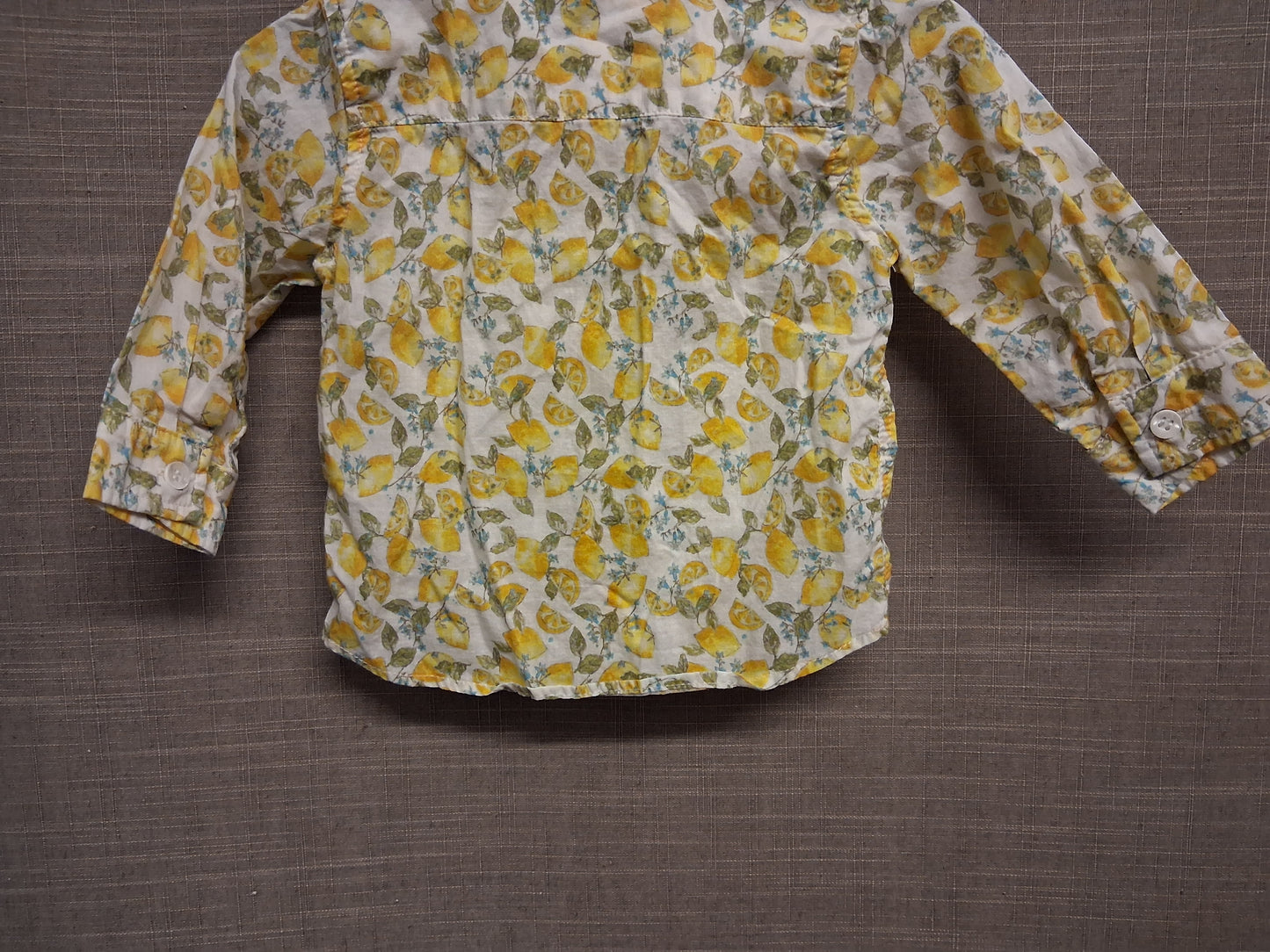 Next Girls Lemon Pattern Blouse Long Sleeve Age 3-6 Months
