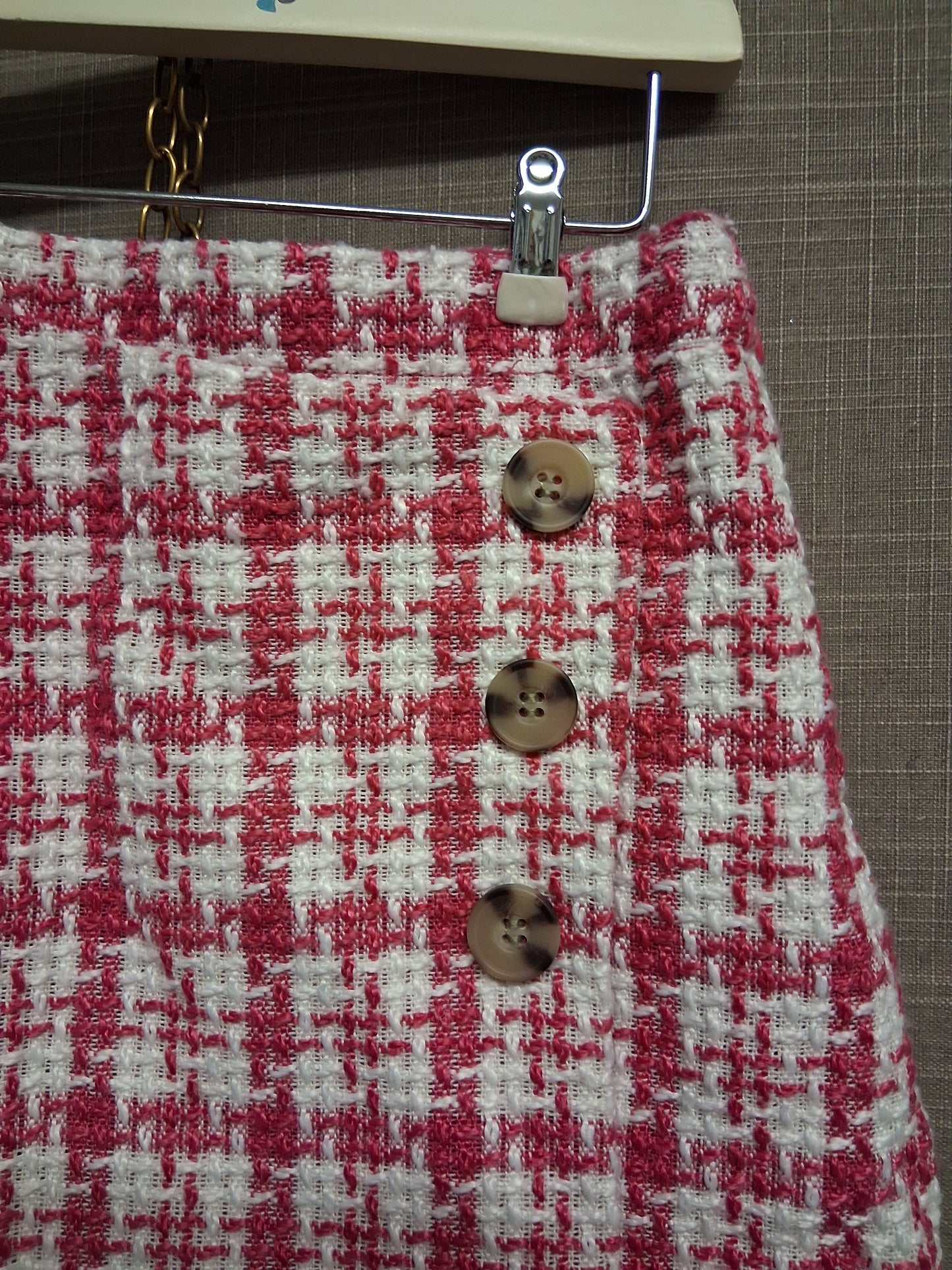 Matalan Girls Pink Checked Skorts Age 7 Years Faux Buttons