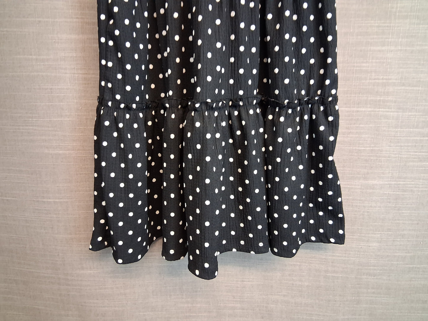 Matalan Girls Black Polka Dot Short Sleeve Tiered Dress Age 12 Years