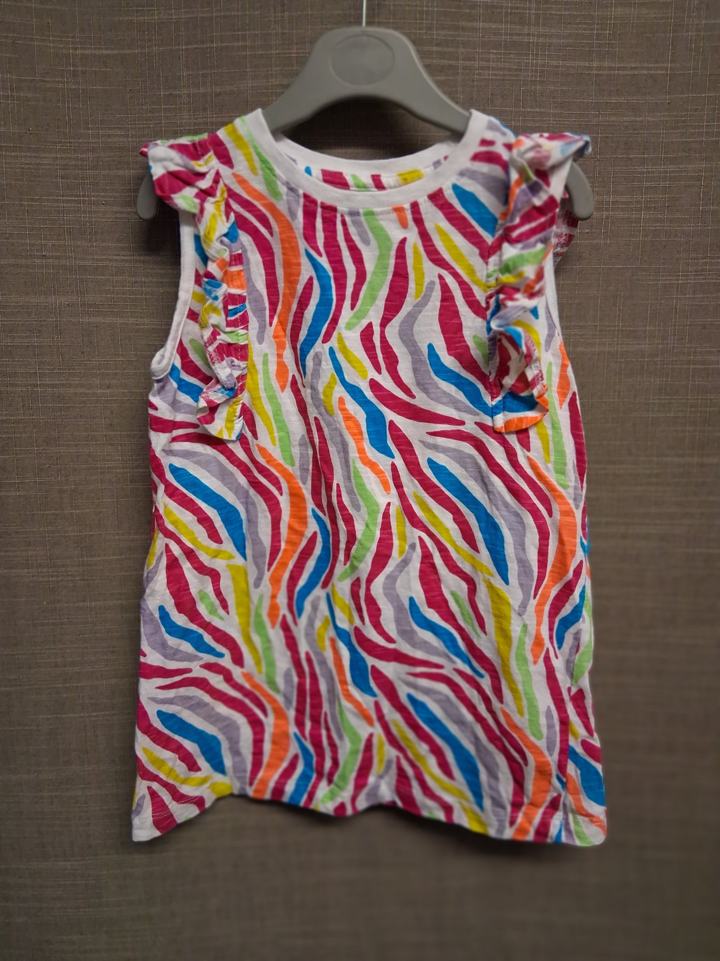 Dunes Stores Girls Multicolour Striped Sleeveless T-Shirt Age 7-8 Years